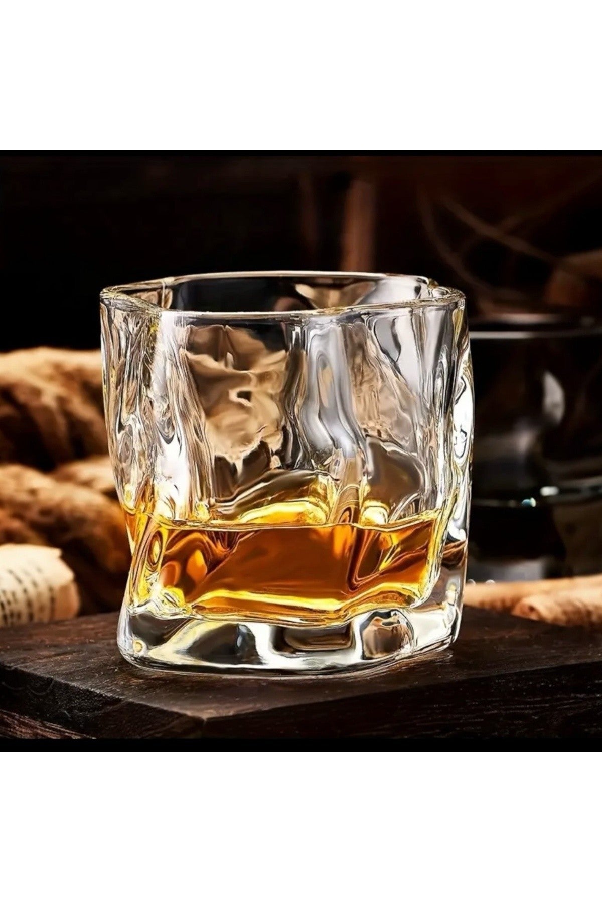 1 Adet Beyaz İrregular İskandinav Tarzı Bükülme Cam Viski, Kokteyl, Bourbon Sunum 236ml