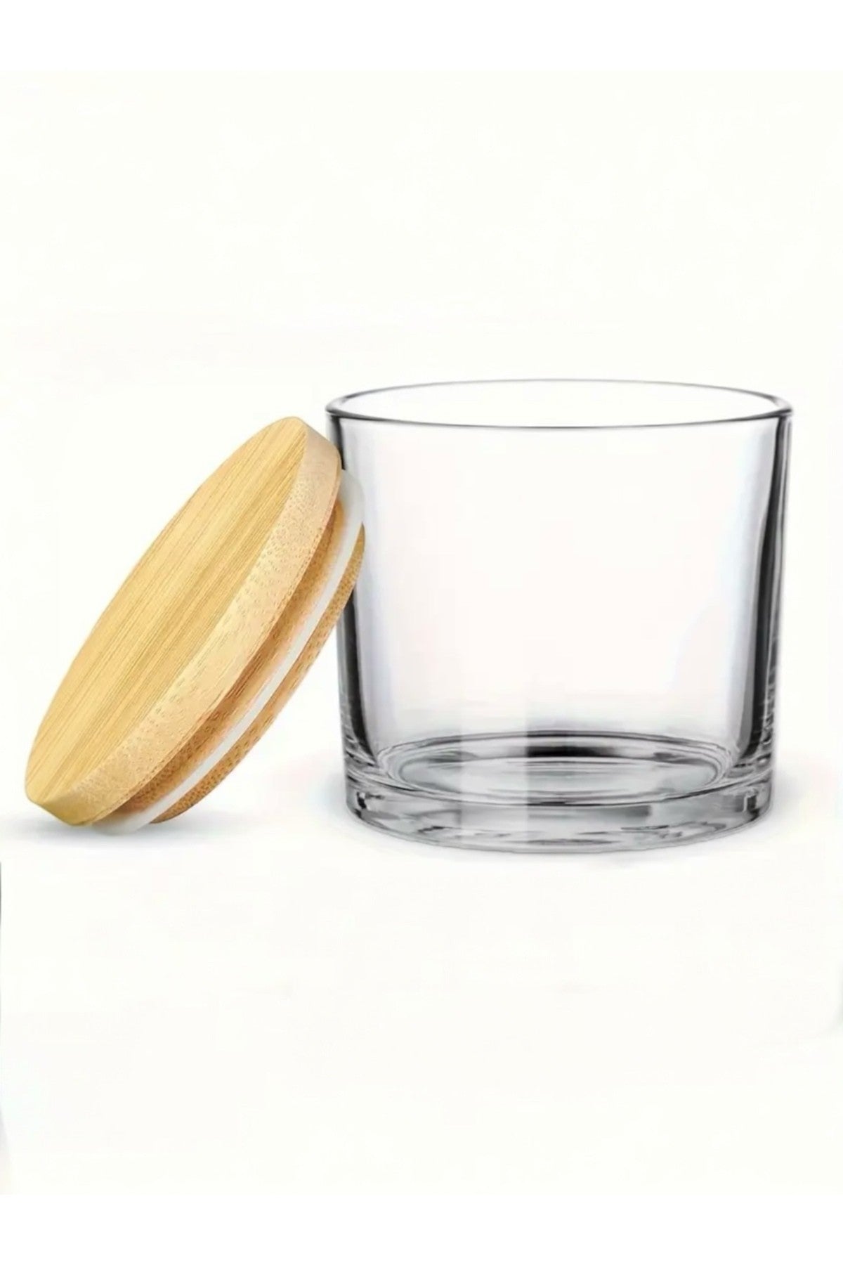 1 Adet Mini Cam Kavanoz 150 ml – Bambulu Kapaklı, Sızdırmaz, Baharat, Mum, Krem ve Gıda Saklama Kabı