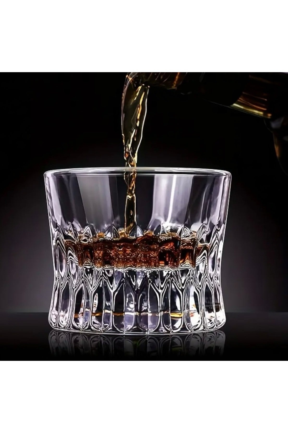 1 Adet Japon Tasarımı Kalın Tabanlı Dalga Desenli Bardak Viski Burbon Kokteyl Parti