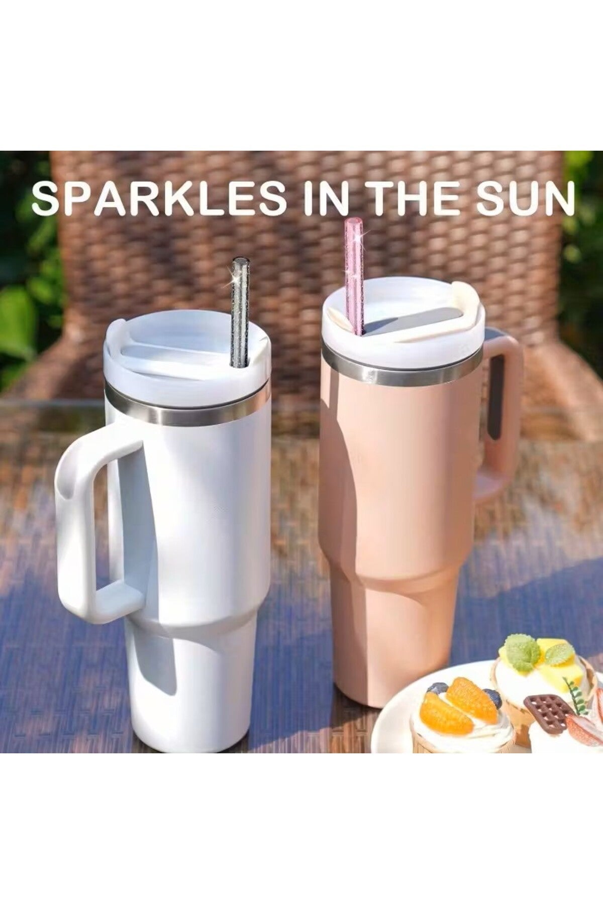 6 Adet Stanly Quencher Uyumlu Renkli Şeffaf Pipet ve 1 Adet Temizleme Fırçası