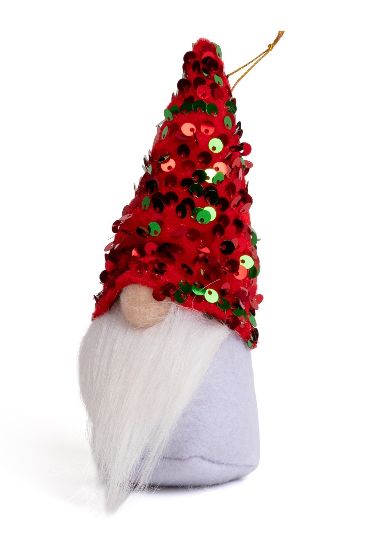 Gnome Şans Cücesi (15 cm) – Kırmızı Yeşil Payetli Şapkalı Yılbaşı Süsü Dekorasyonu