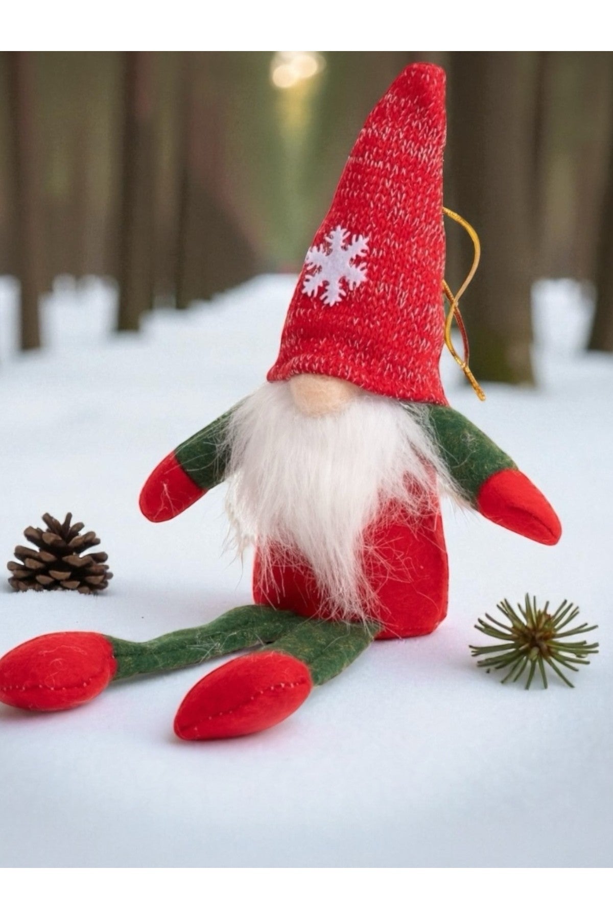 35 cm Uzun Bacaklı Gnome İskandinav Şans Cücesi Yılbaşı Süsü Dekorasyon