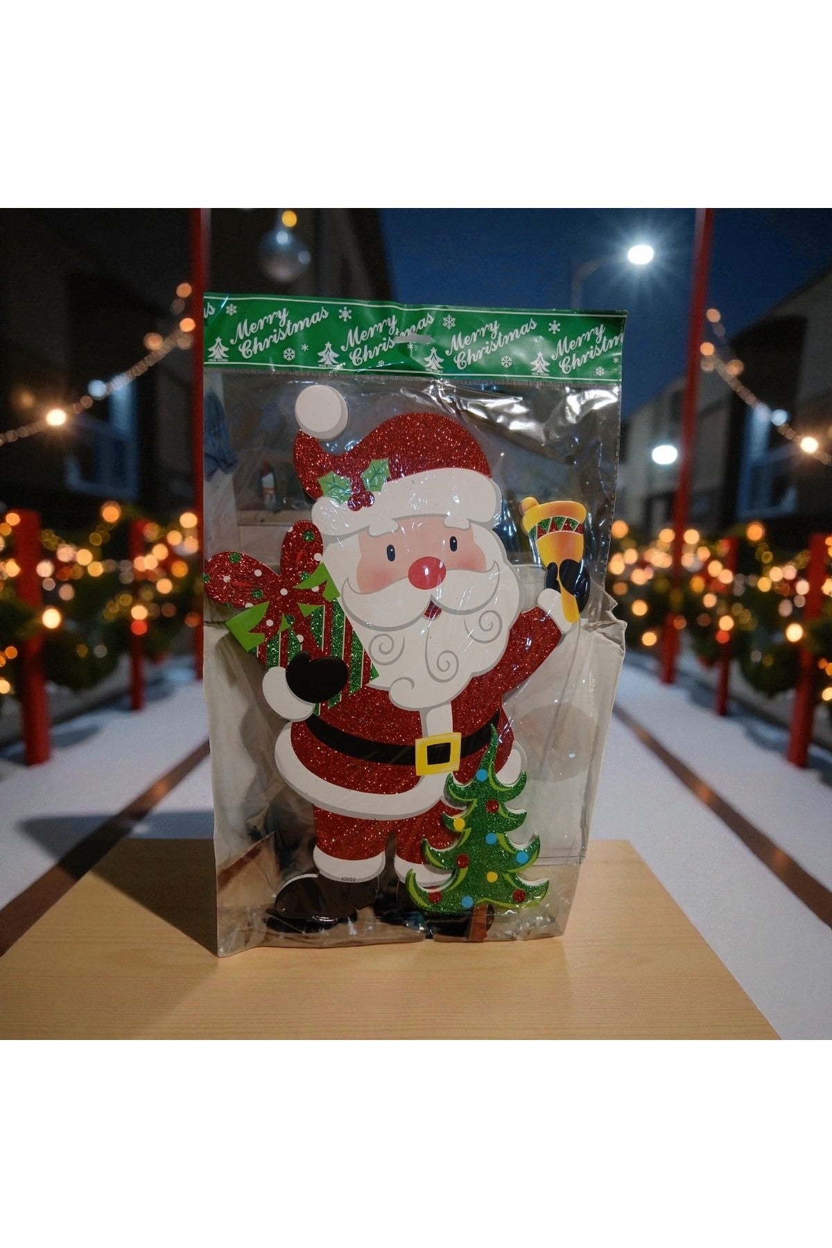 35 cm Simli Noel Baba Süsü – Kapı & Pencere Yılıbaşı Dekor