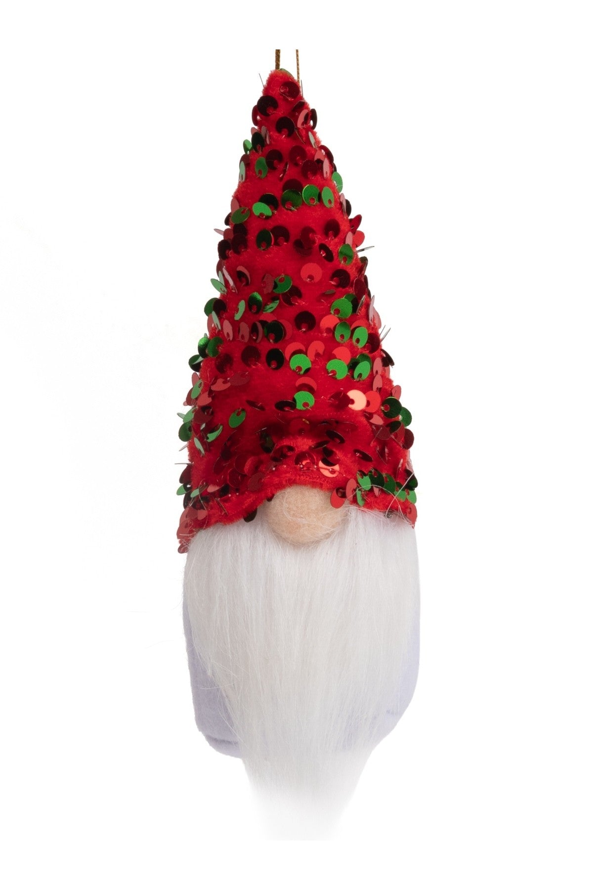 Gnome Şans Cücesi (15 cm) – Kırmızı Yeşil Payetli Şapkalı Yılbaşı Süsü Dekorasyonu