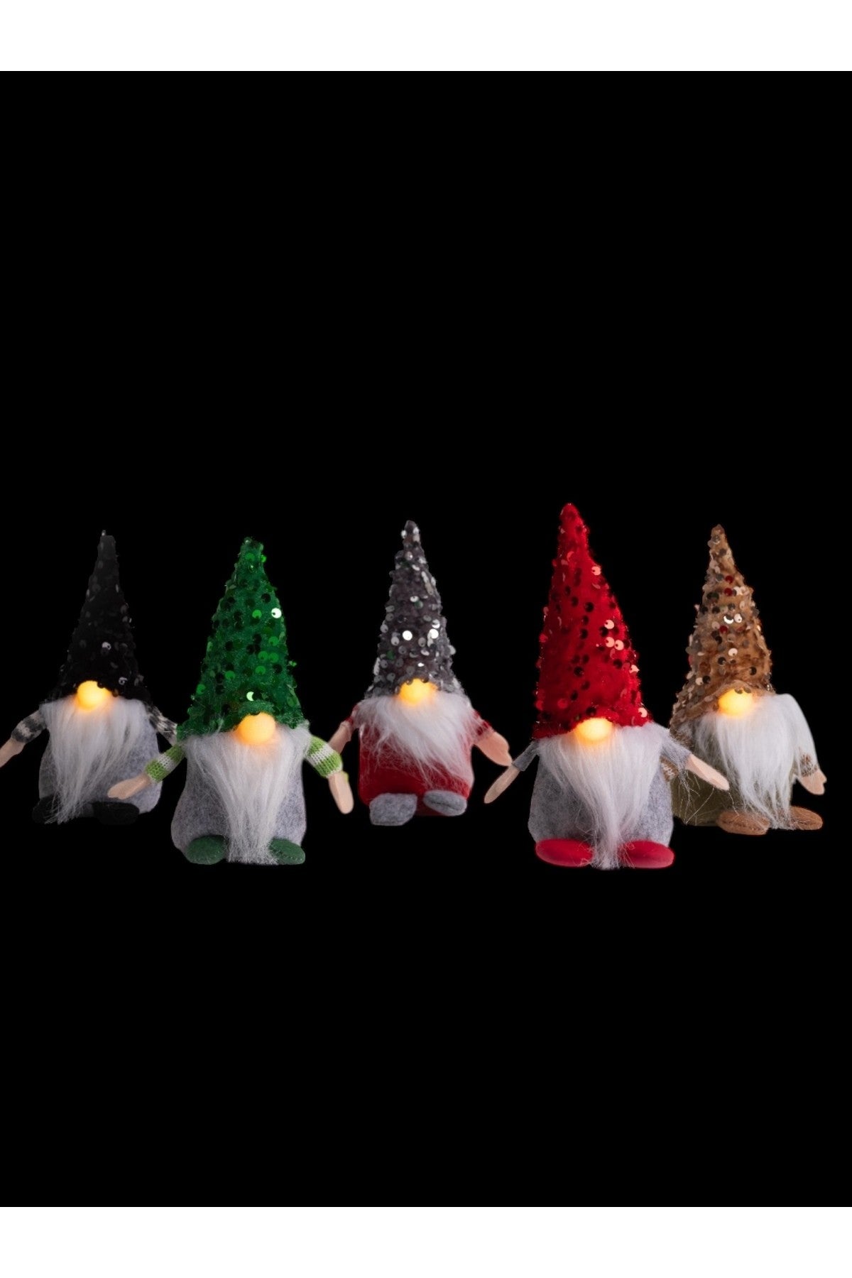 1 Adet 18 cm Burnu Yanan Gnome Payetli Yılbaşı Şans Cücesi Yılbaşı Süsü