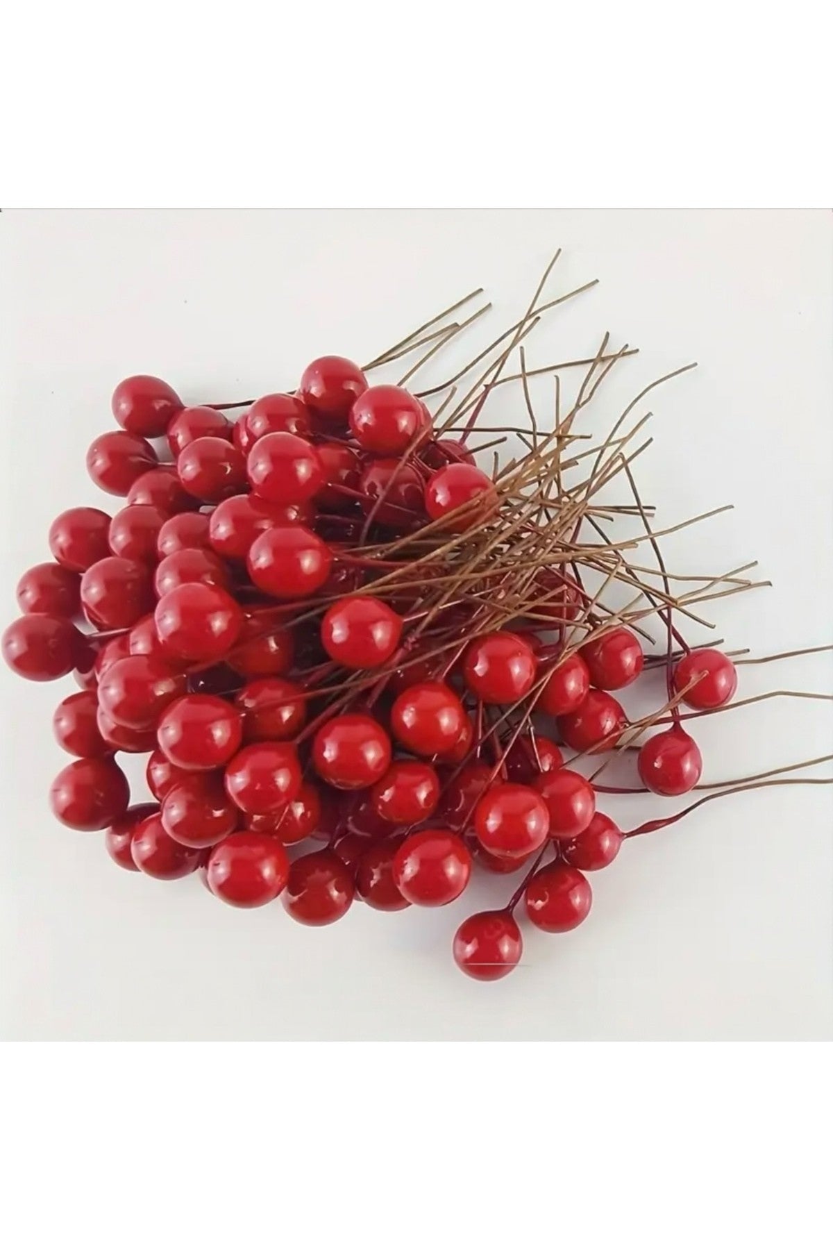 LED Peri Gün Işığı + 24 Adet Mini Uğur Kokina Red Berry Yılbaşı Süsü Gün Işığı