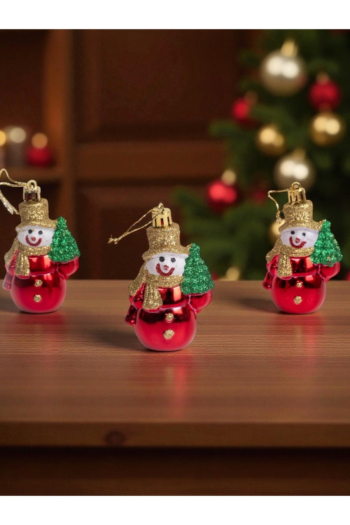 3 Adet Ağaçlı Kardan Adam Yıbaşı Süsü Noel Süs Parti Dekorasyon t223
