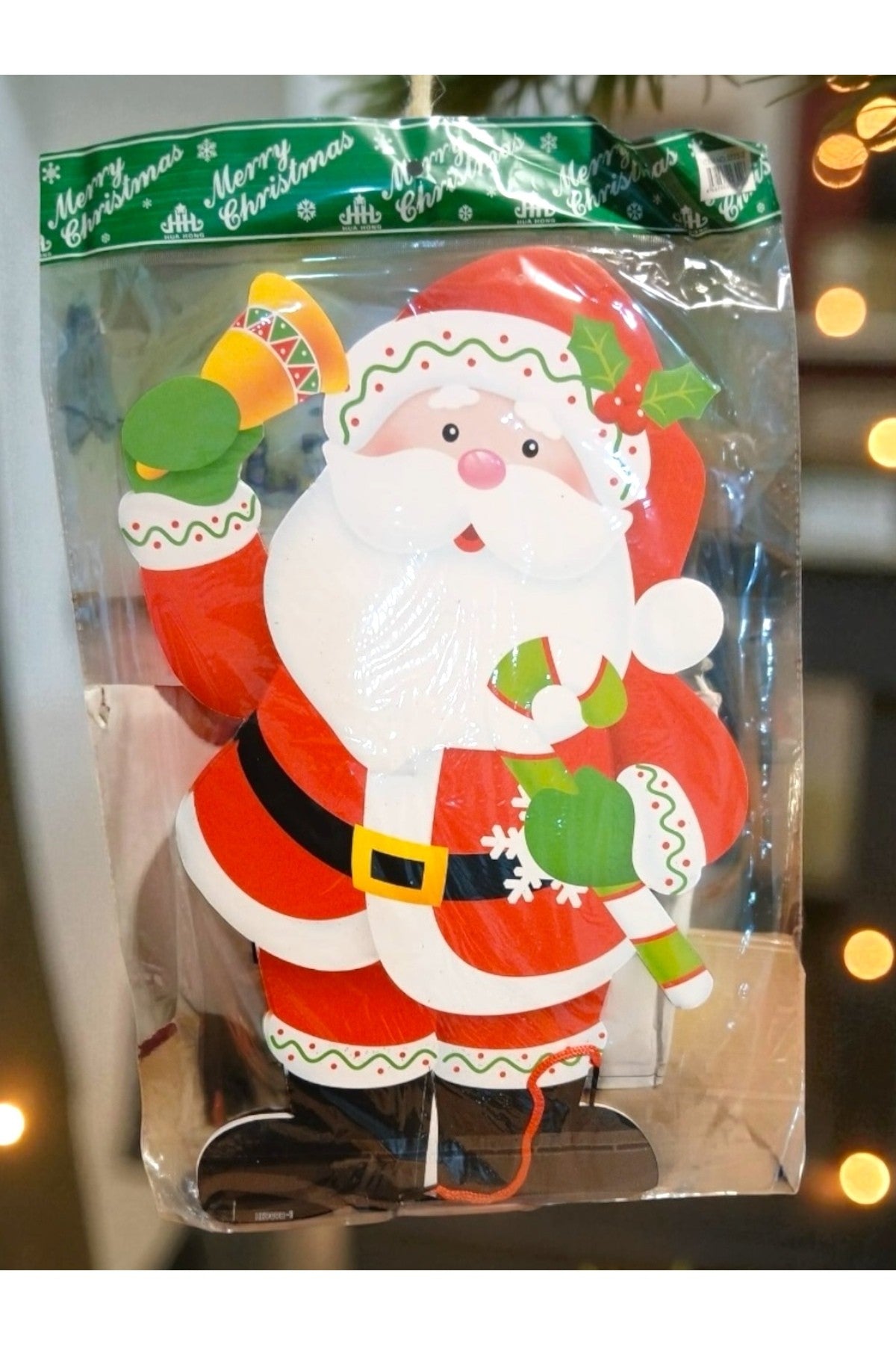 47 cm İple Asılan Simli Noel Baba Süsü – Kapı & Pencere Yılıbaşı Dekoru