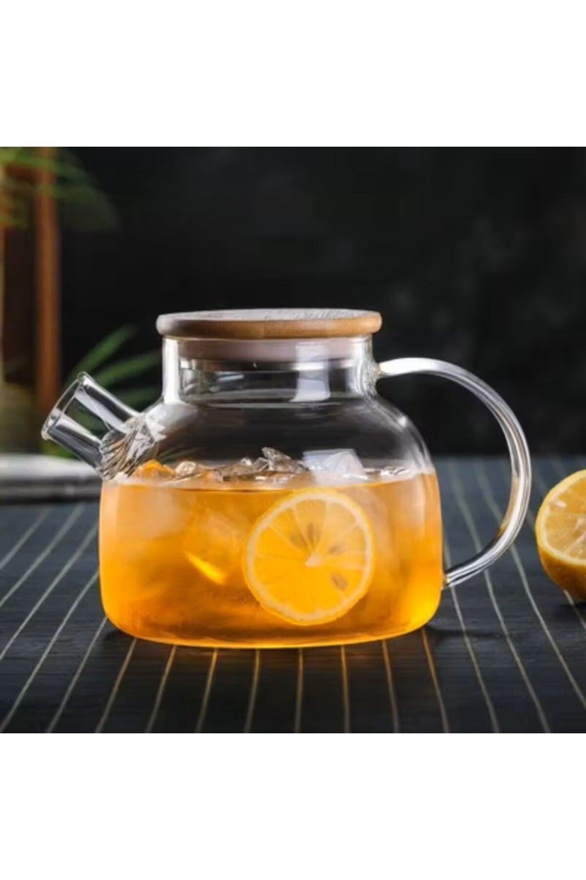Isıya Dayanıklı 1000 ml Süzgeçli Cam Demlik Bitki Çayları , Borosilikat ,Sürahi