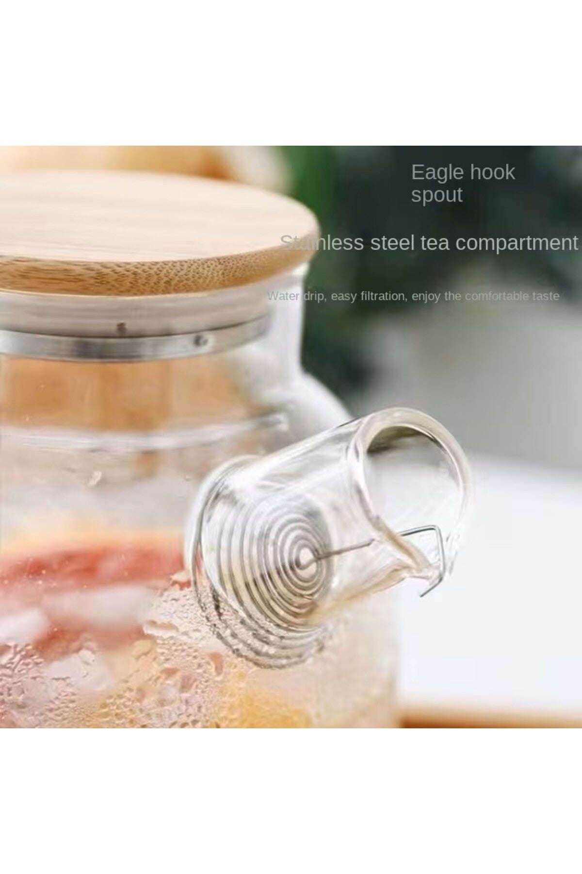 Isıya Dayanıklı 1000 ml Süzgeçli Cam Demlik Bitki Çayları , Borosilikat ,Sürahi