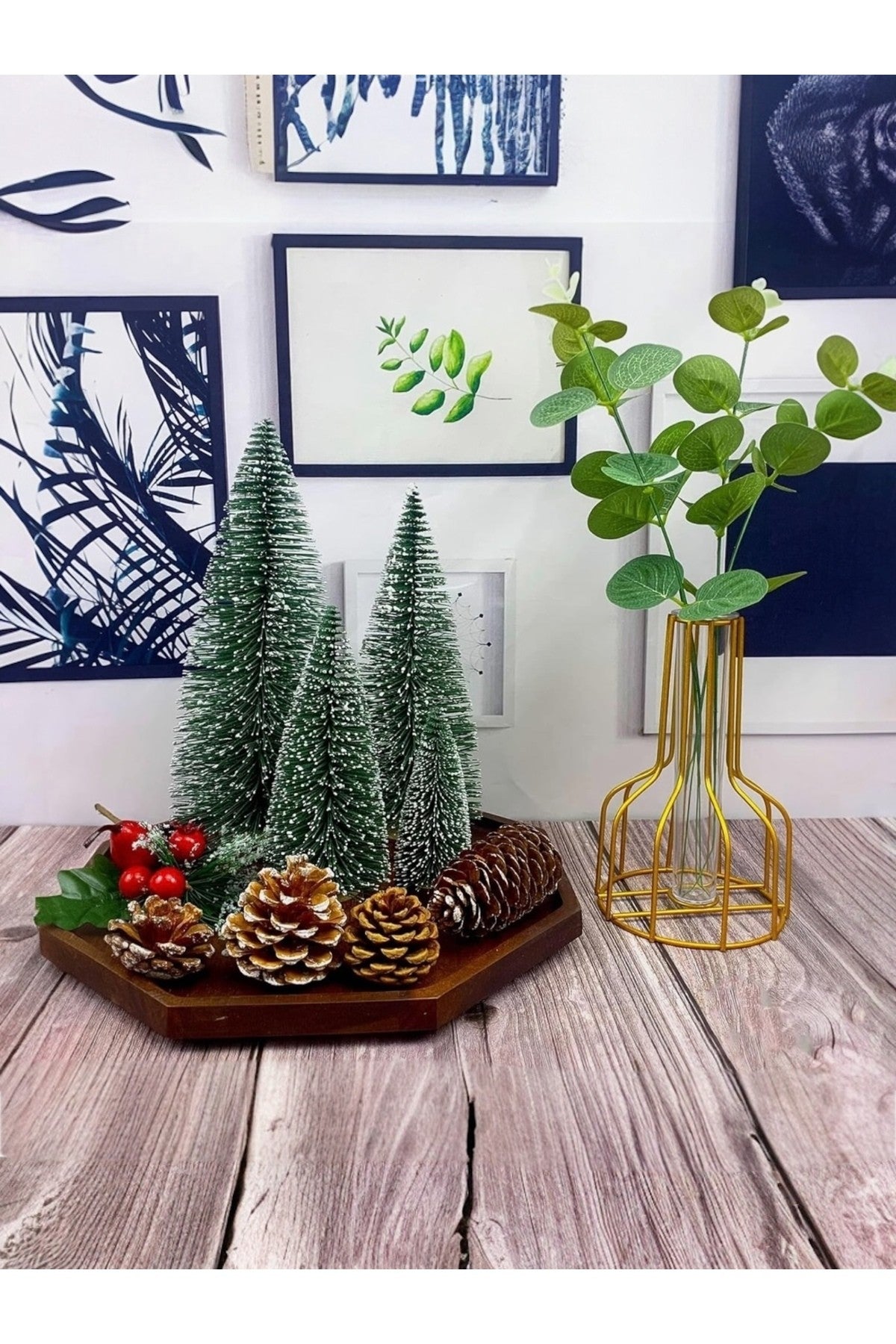 3'lü (1 Adet 20 cm ve 2 Adet 15 cm )Yılbaşı Ağacı, Çam Ağacı, Mini Çam Ağacı (LEDSİZ)