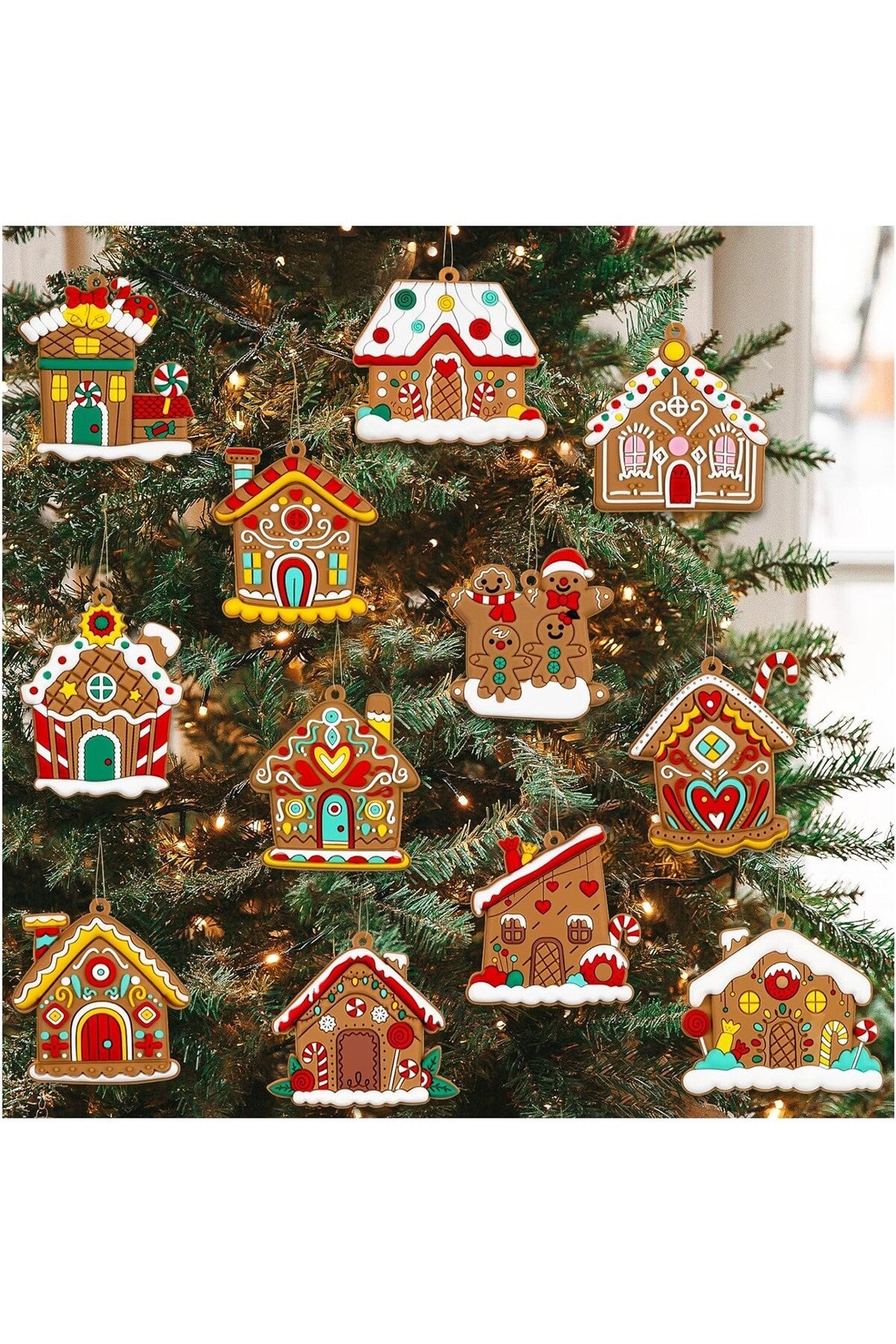 2 Adet Mini Noel Süsleri Kurabiye Ev Yılbaşı Ağacı Süsü Gingerbread Dekoratif Ornament