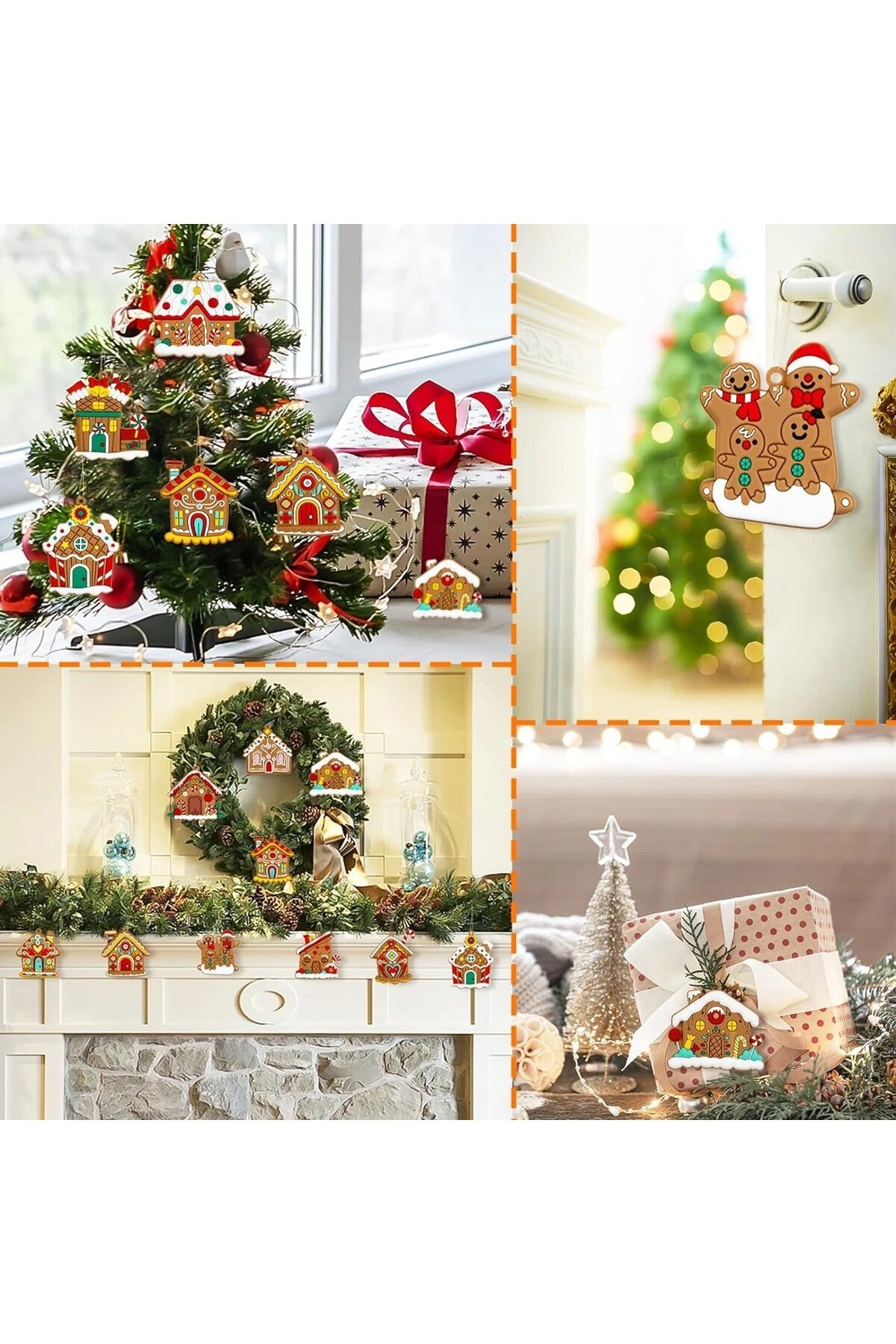 2 Adet Mini Noel Süsleri Kurabiye Ev Yılbaşı Ağacı Süsü Gingerbread Dekoratif Ornament