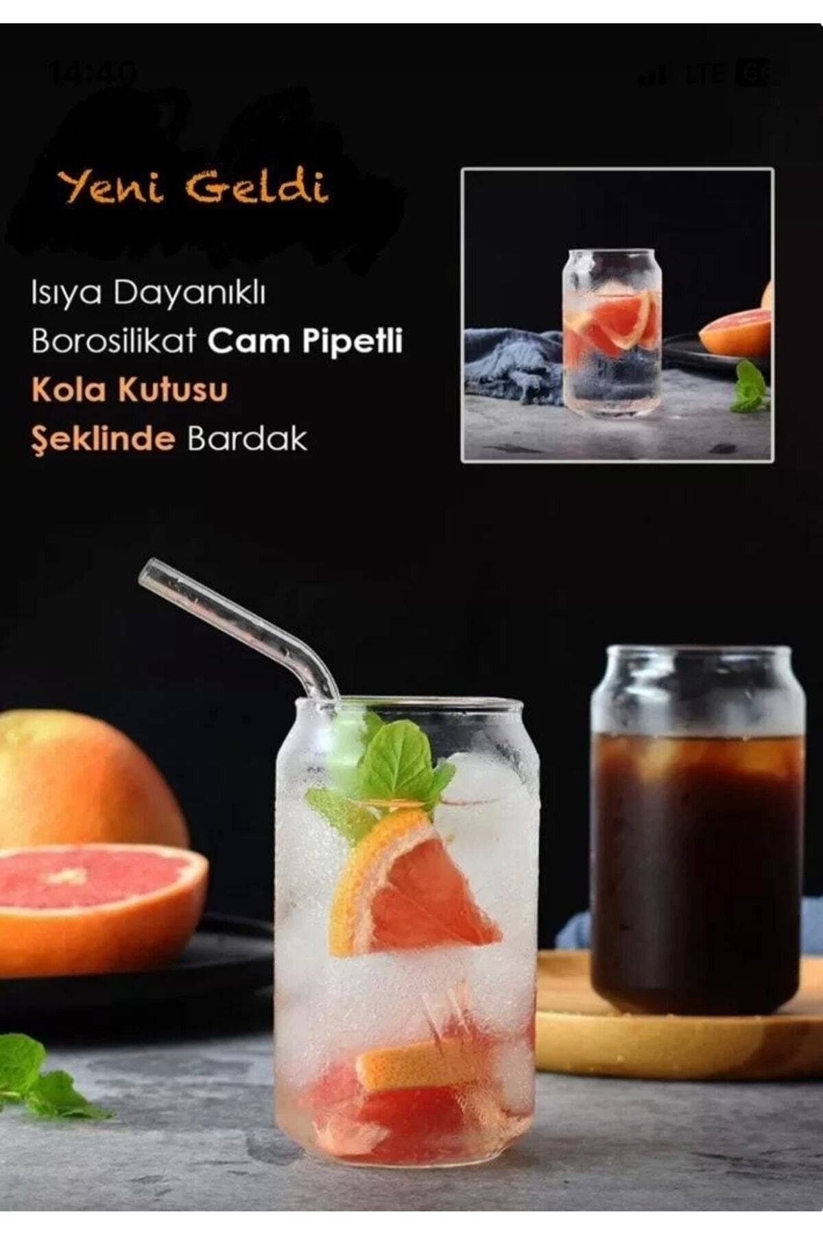 Cam Pipetli Kola Kutusu Şeklinde Borosilikat Bardak Kahve Ve Sunum Bardağı 1 Adet