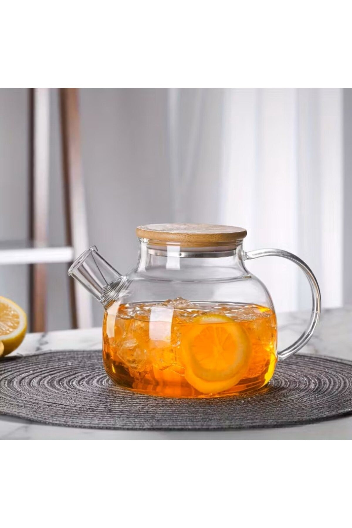 Isıya Dayanıklı 1000 ml Süzgeçli Cam Demlik Bitki Çayları , Borosilikat ,Sürahi