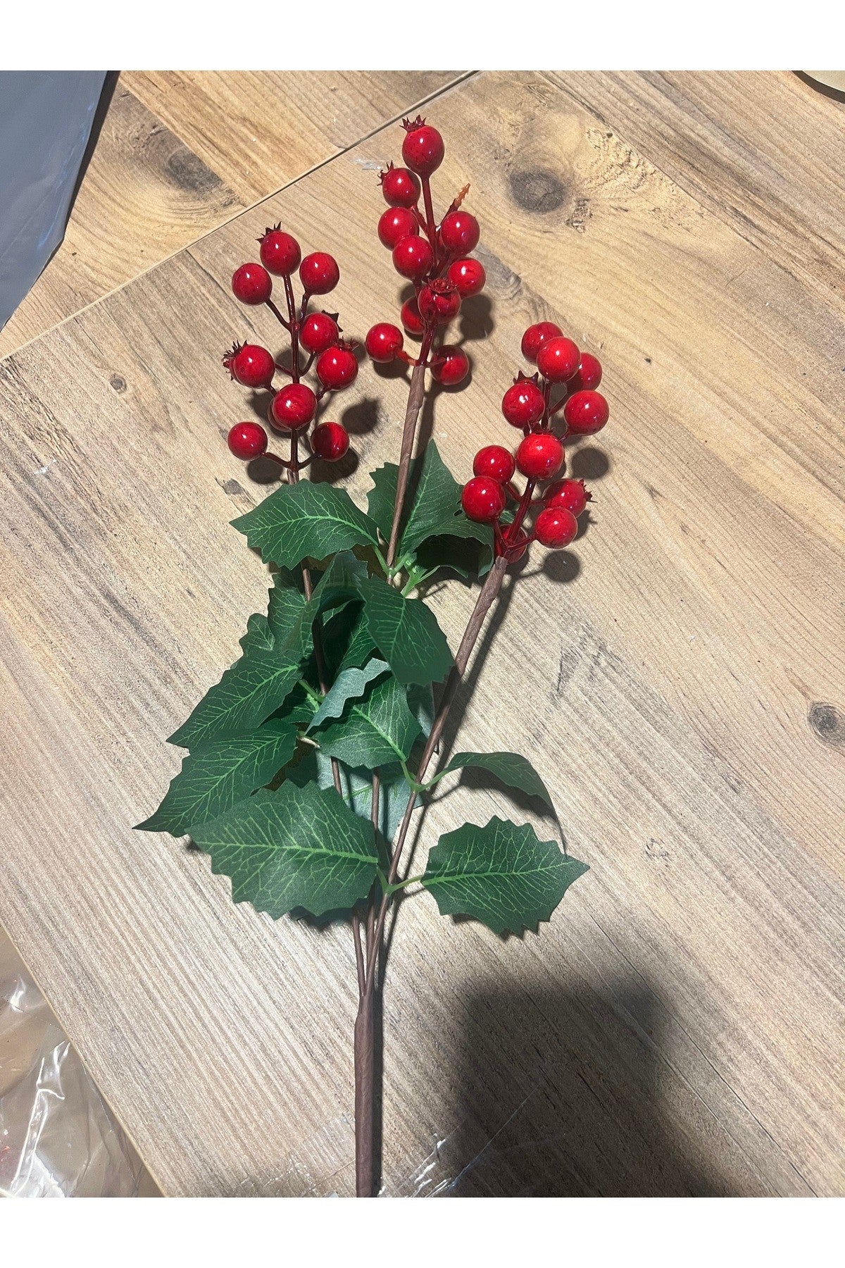 2 Adet 3 Dallı Yapraklı 60 Cm Kokina Ve Yapraklı Yılbaşı Süsü Süs Dekorasyon T1122