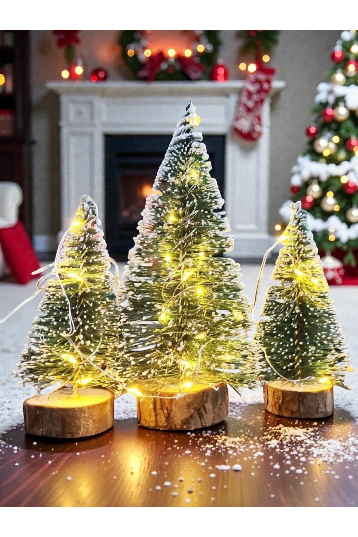 LED Peri Gün Işığı + 3’lü (2 ADET 10 CM VE 1ADET 15 CM ) Yılbaşı Ağacı Seti t217