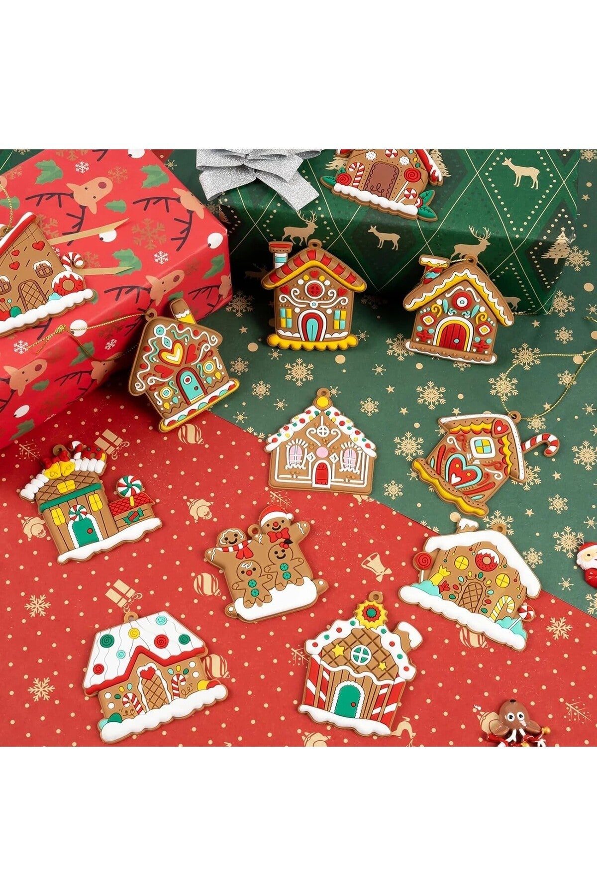 2 Adet Mini Noel Süsleri Kurabiye Ev Yılbaşı Ağacı Süsü Gingerbread Dekoratif Ornament