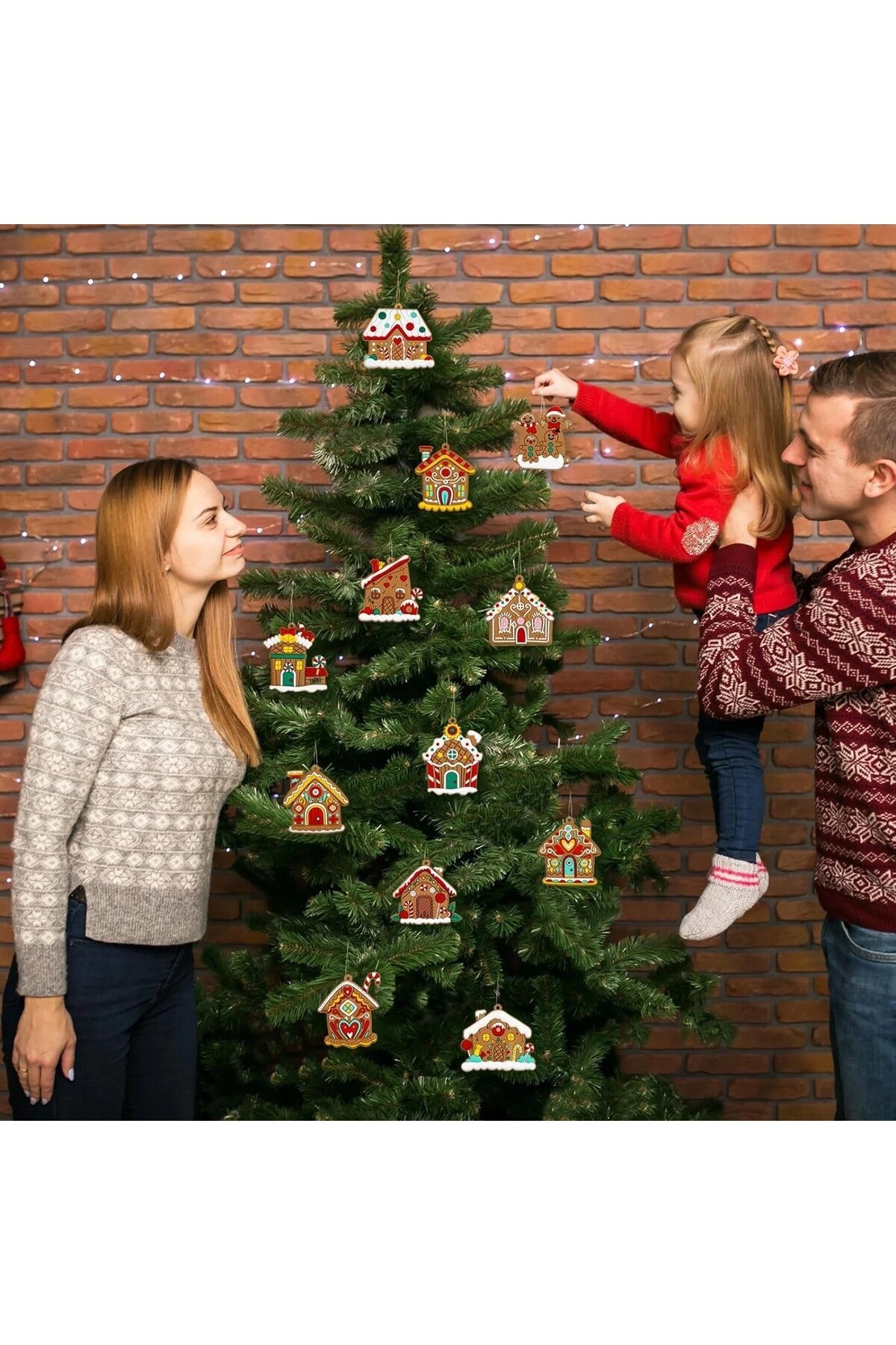 3 Adet Mini Noel Süsleri Kurabiye Ev Yılbaşı Ağacı Süsü Gingerbread Dekoratif Ornament
