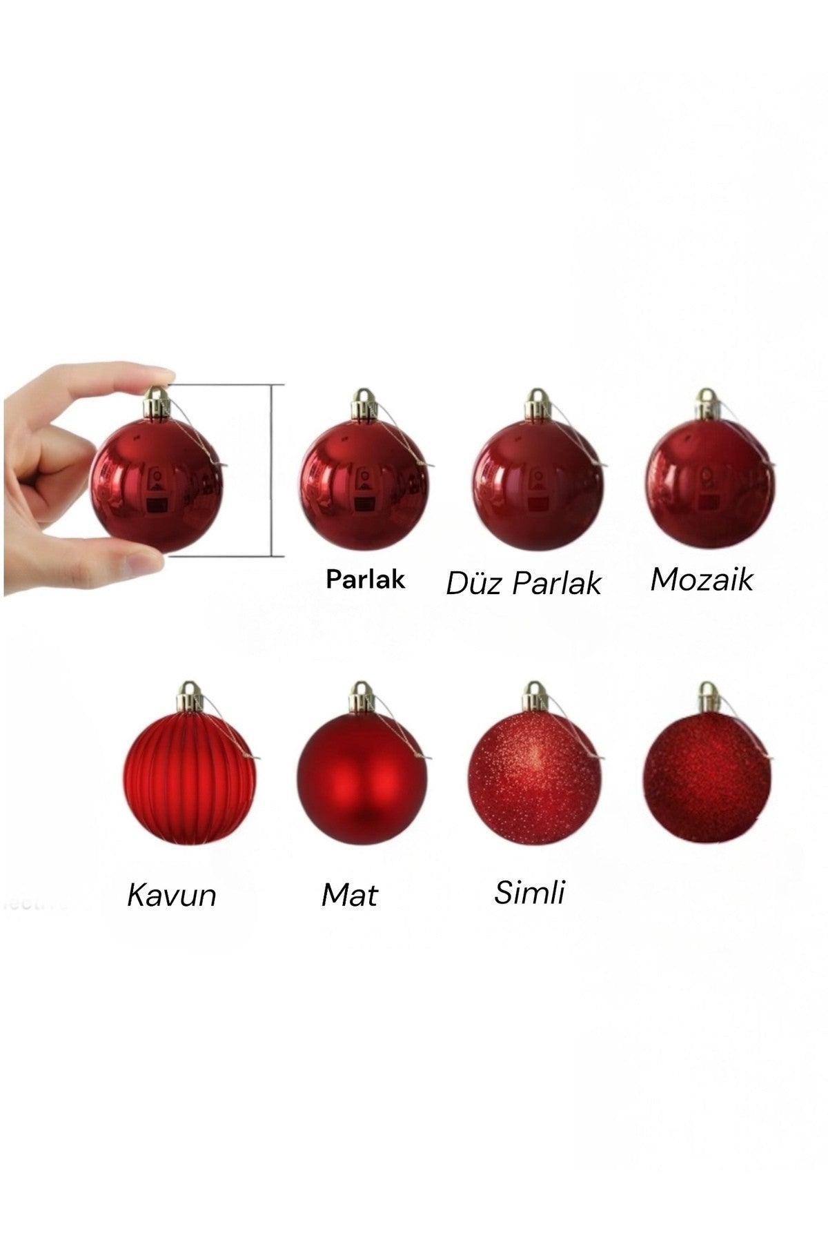 6 Adet Kırmızı 5 Cm Yılbaşı Topu, Noel Topu,çam Ağacı Topu, Süs Topu T-47