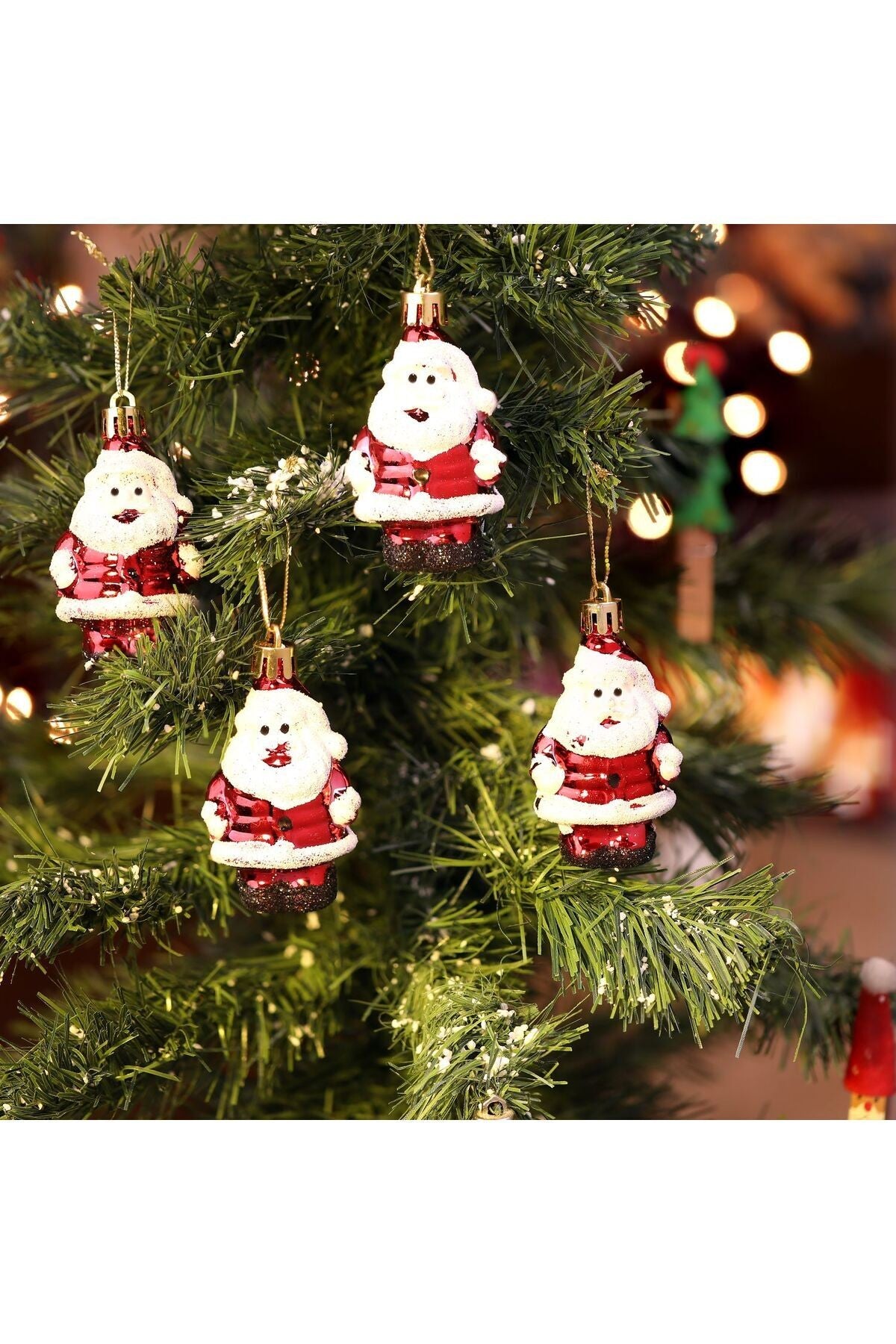 4 Adet Noel Baba Şeklinde Çam Ağacı Süsü Noel Ağacı Süslemeleri