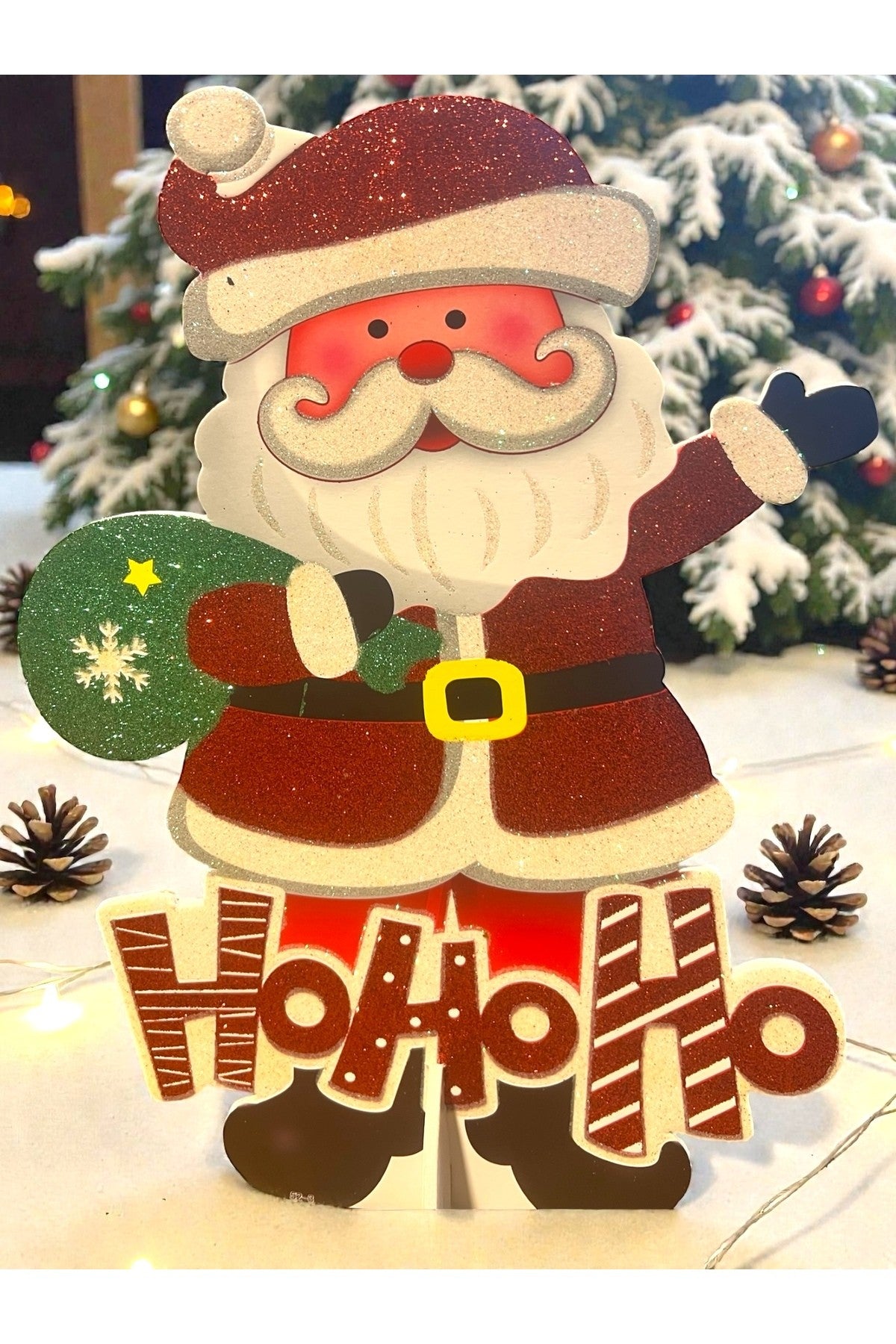 35 cm Simli Noel Baba Süsü – Kapı & Pencere Yılıbaşı Dekor