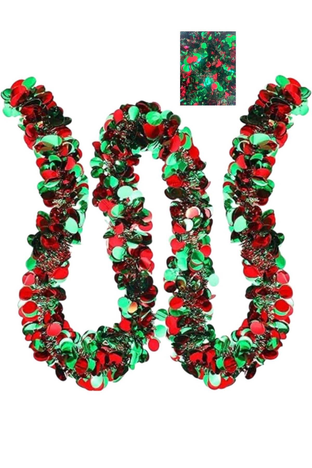 1,7 Kırmızı Yeşil metre tinsel garland püsküllü yılbaşı süsü