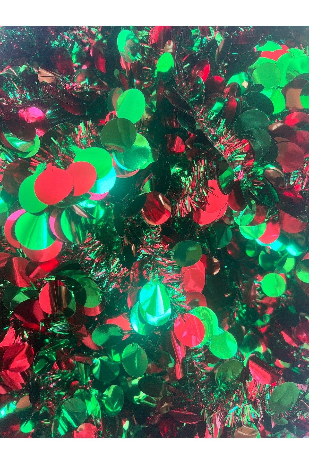 1,7 Kırmızı Yeşil metre tinsel garland püsküllü yılbaşı süsü