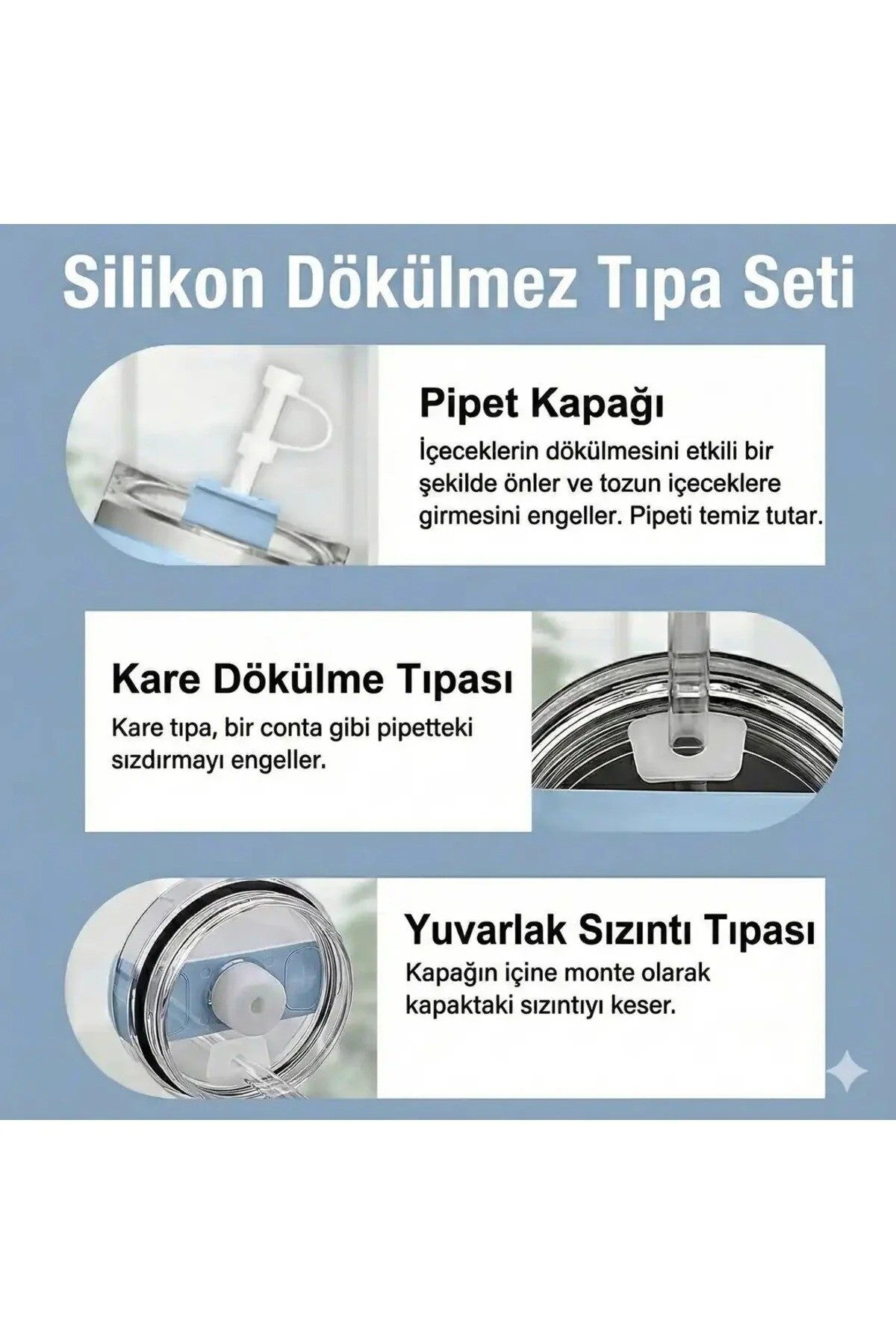 Pipetli Termos 1,18 L Uyumlu Sızdırmaz 3lü Set 1 Adet BPA İçermez Gıdaya Uygundur