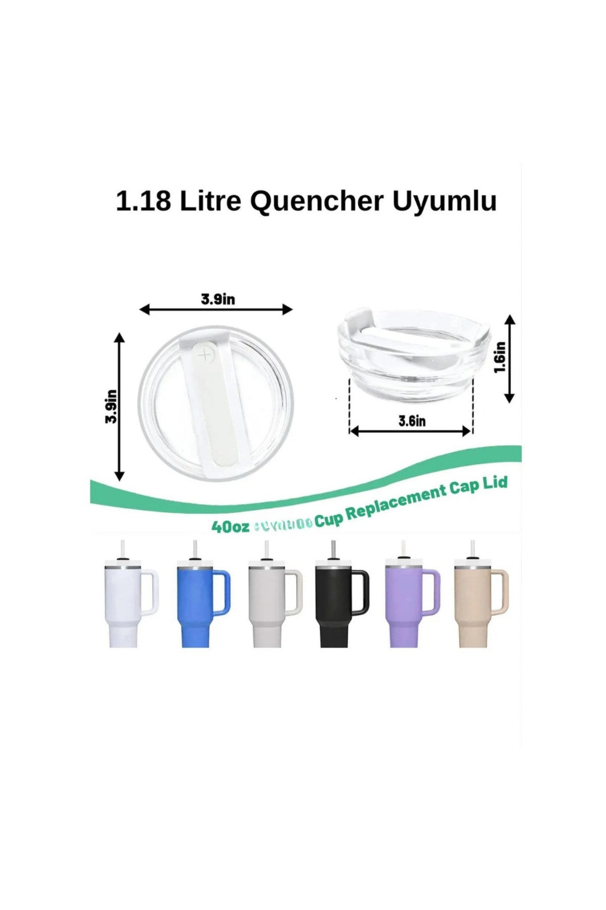 1Adet 40 OZ Tumbler Kapak Yedek Quencher Tumbler için Uygun