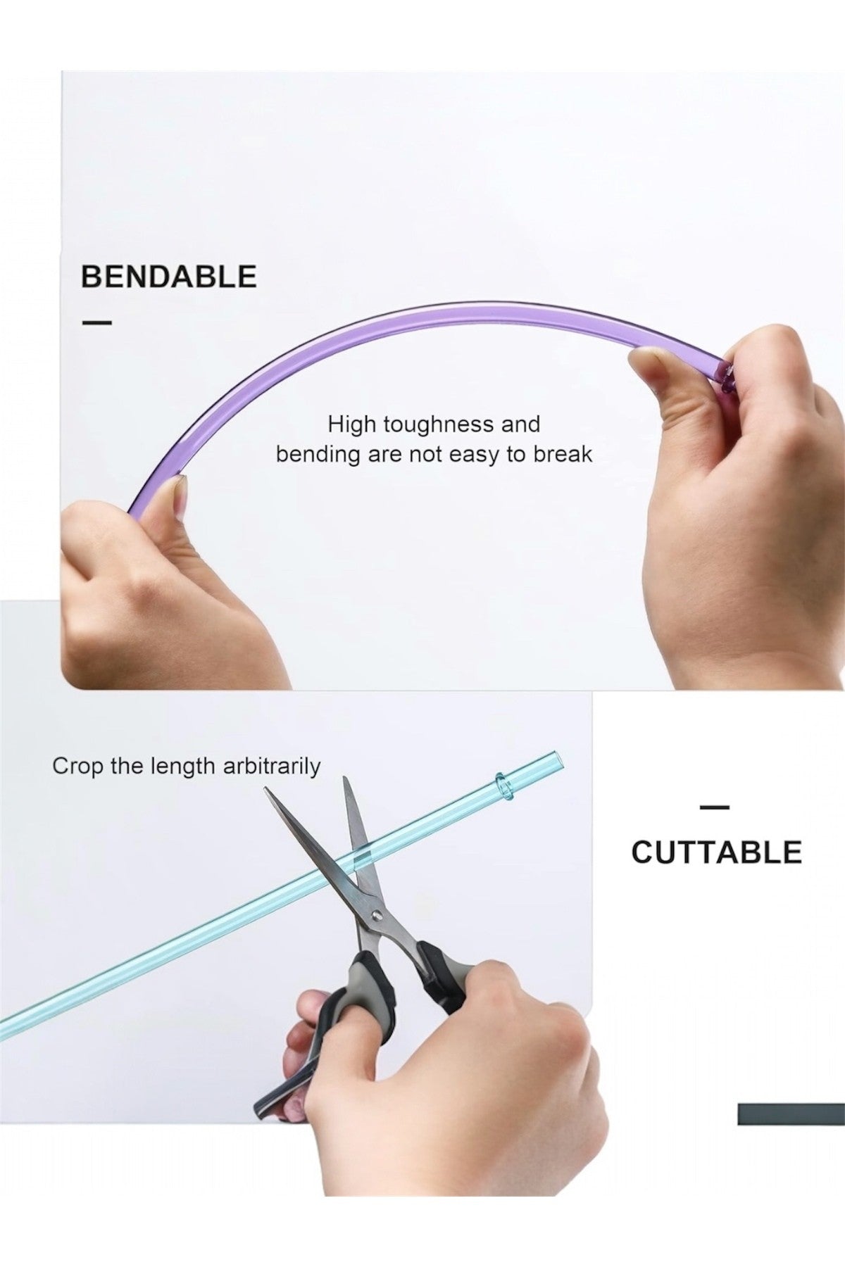 Halkalı Stanly Qencher Tritan Pipet- 30 cm - 4 Adet Renkli Pipet + 1 Temizleme Fırçası