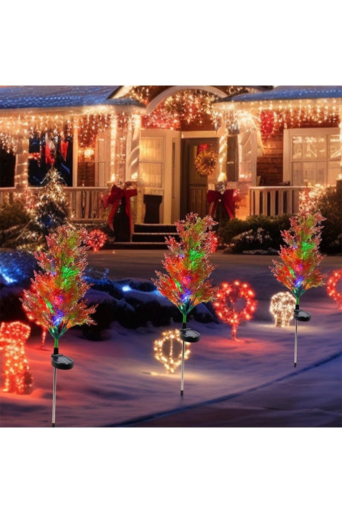 Güneş Enerjili LED Çam Ağacı Bahçe Lambası , Peyzaj Aydınlatması, Su Geçirmez, 80cm