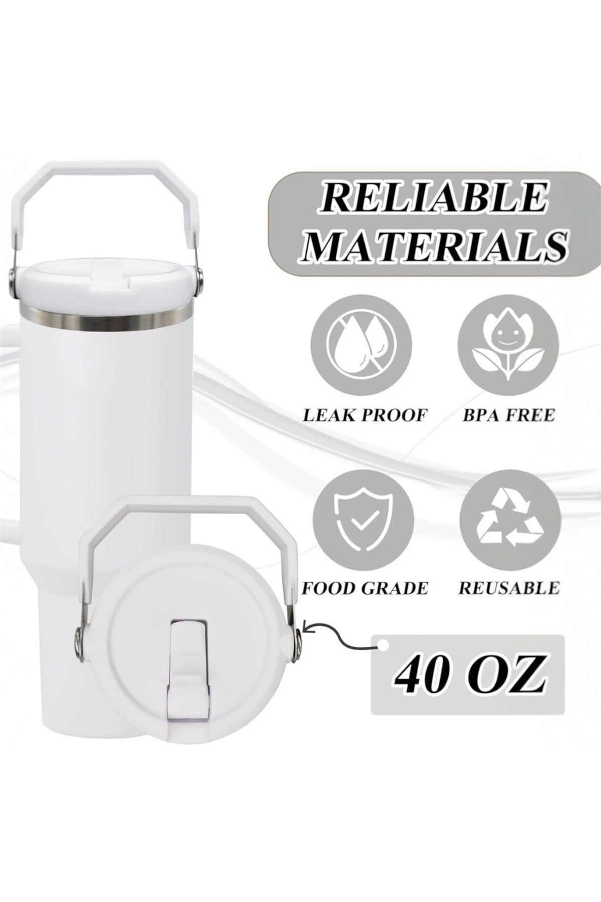 Stanly Quencher 40oz Quencher Uyumlu Sızdırmaz Yedek Kapak - Pipetli ve Taşıma Saplı, BPA İçermez