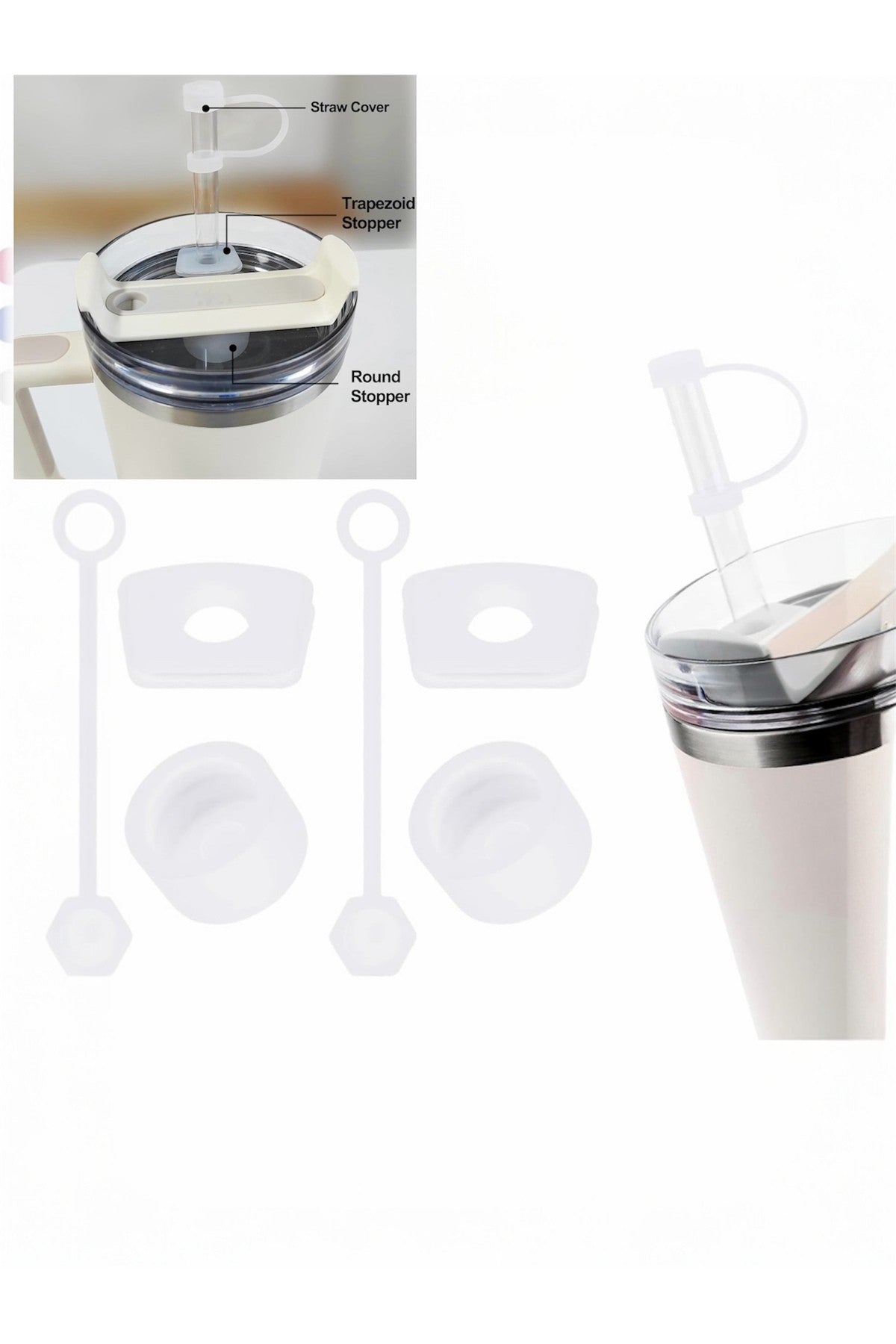 1 Set ( 3 Parça ) Şeffaf Quencher Termos Için Sızdırmaz Dökülmez Set