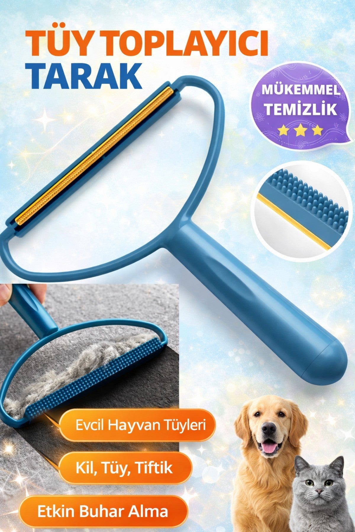 Çift Taraflı Elbise Tiftik Tüy Toparlayıcı Tüy Toplama Tarağı