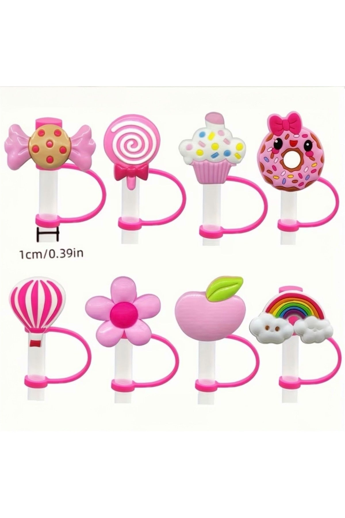 1 Adet Stenley Quencher Uyumlu Sevimli (10MM) Pipet Tıpası/ Kapağı Pembe