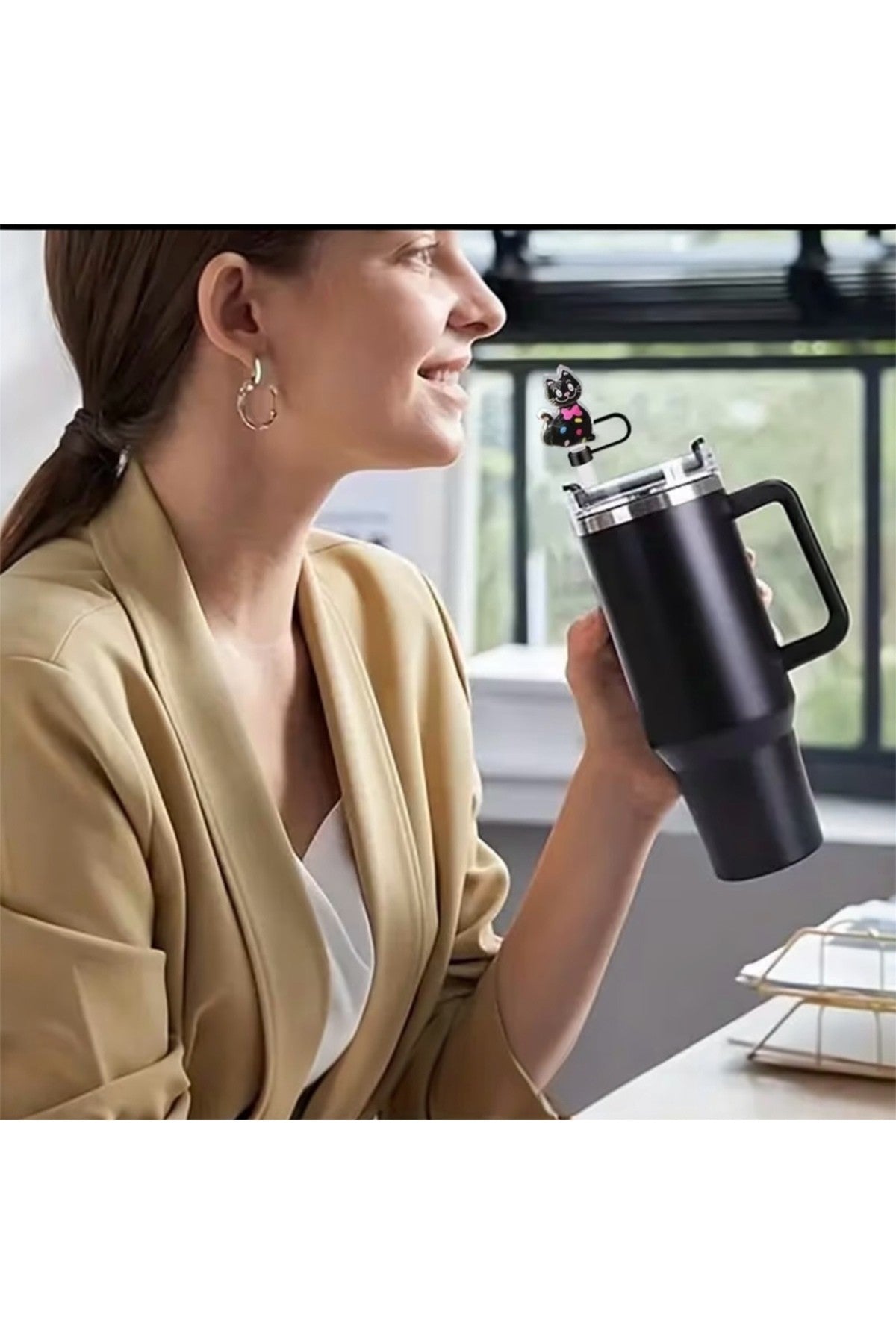 1 Adet (10MM) Stnly Quencher Uyumlu Toz Geçirmez Şans Kedisi Pipet Tıpası