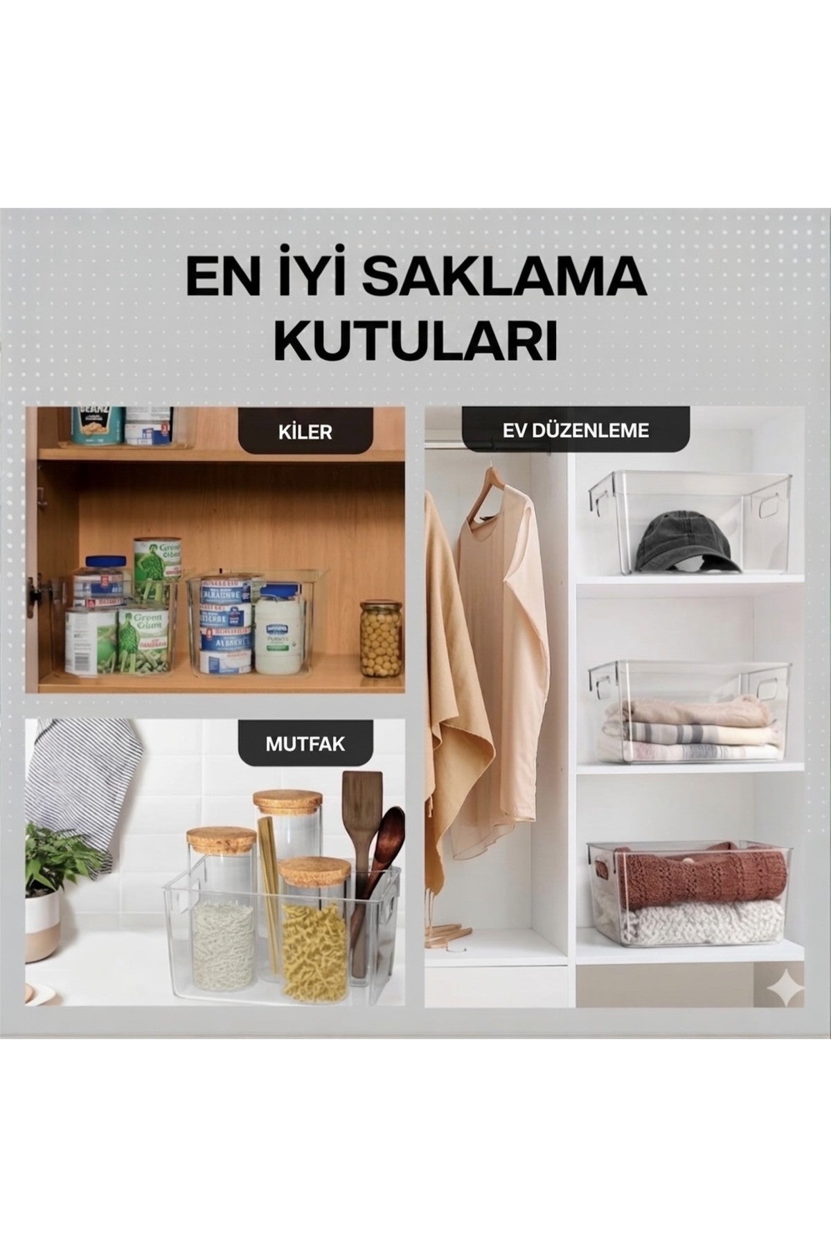 2 Adet Şeffaf Akrilik Buzdolabı Düzenleyici - Mutfak, Banyo, Dolap İçi Düzenleme Kutusu Organizer