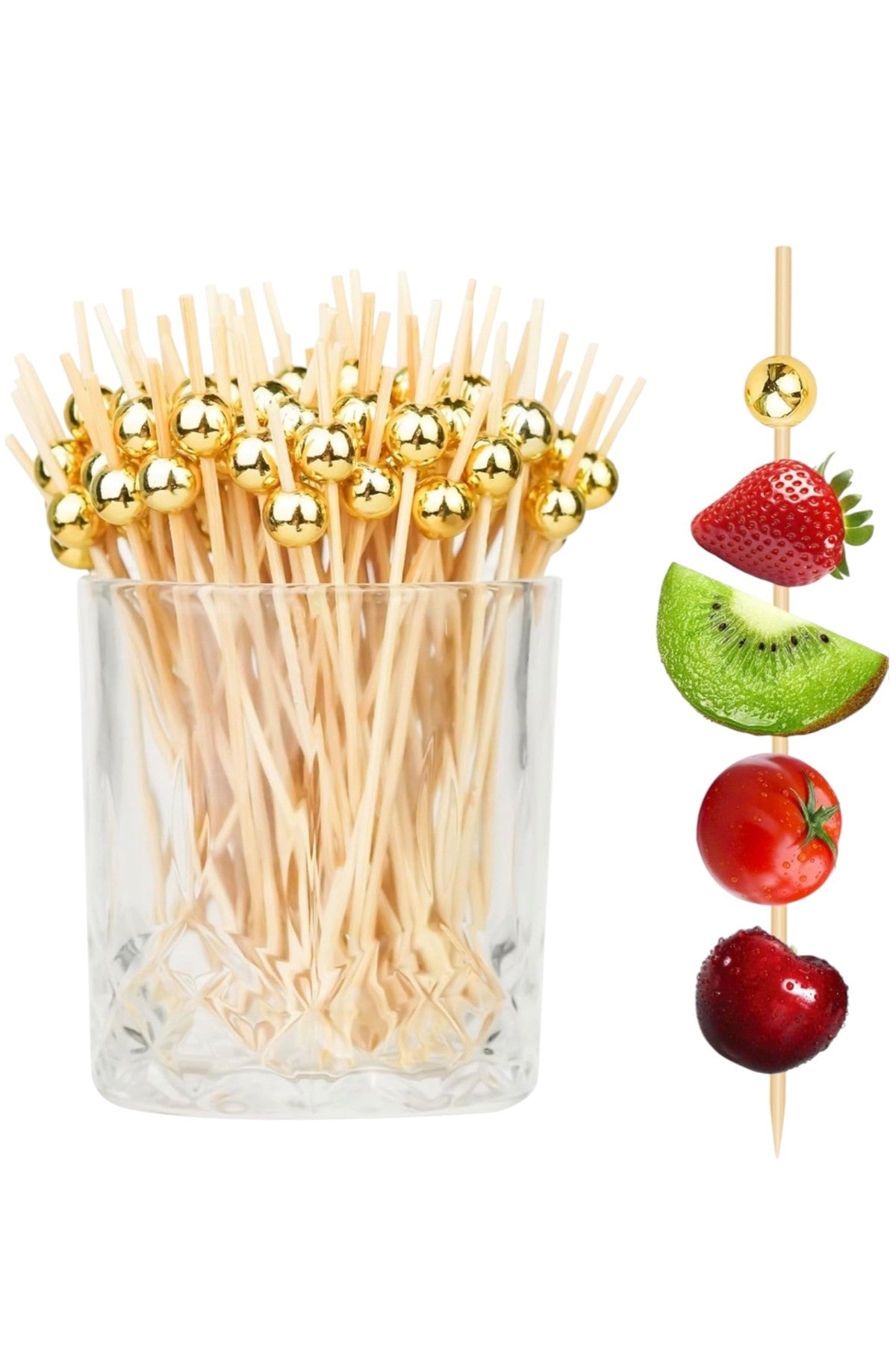 24 Adet Bambu Pasta Kürdanı Kokteyl Meze Parti Kürdan