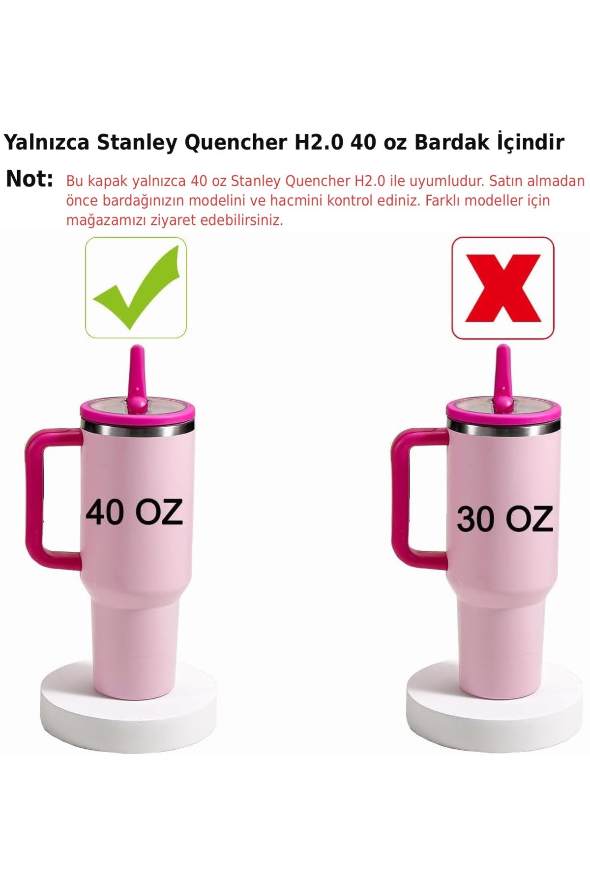 2 Adet Stnly Quencher Uyumlu 40 oz Flip Pipetli Kapak Sızdırmaz Yedek Bardak Kapağı