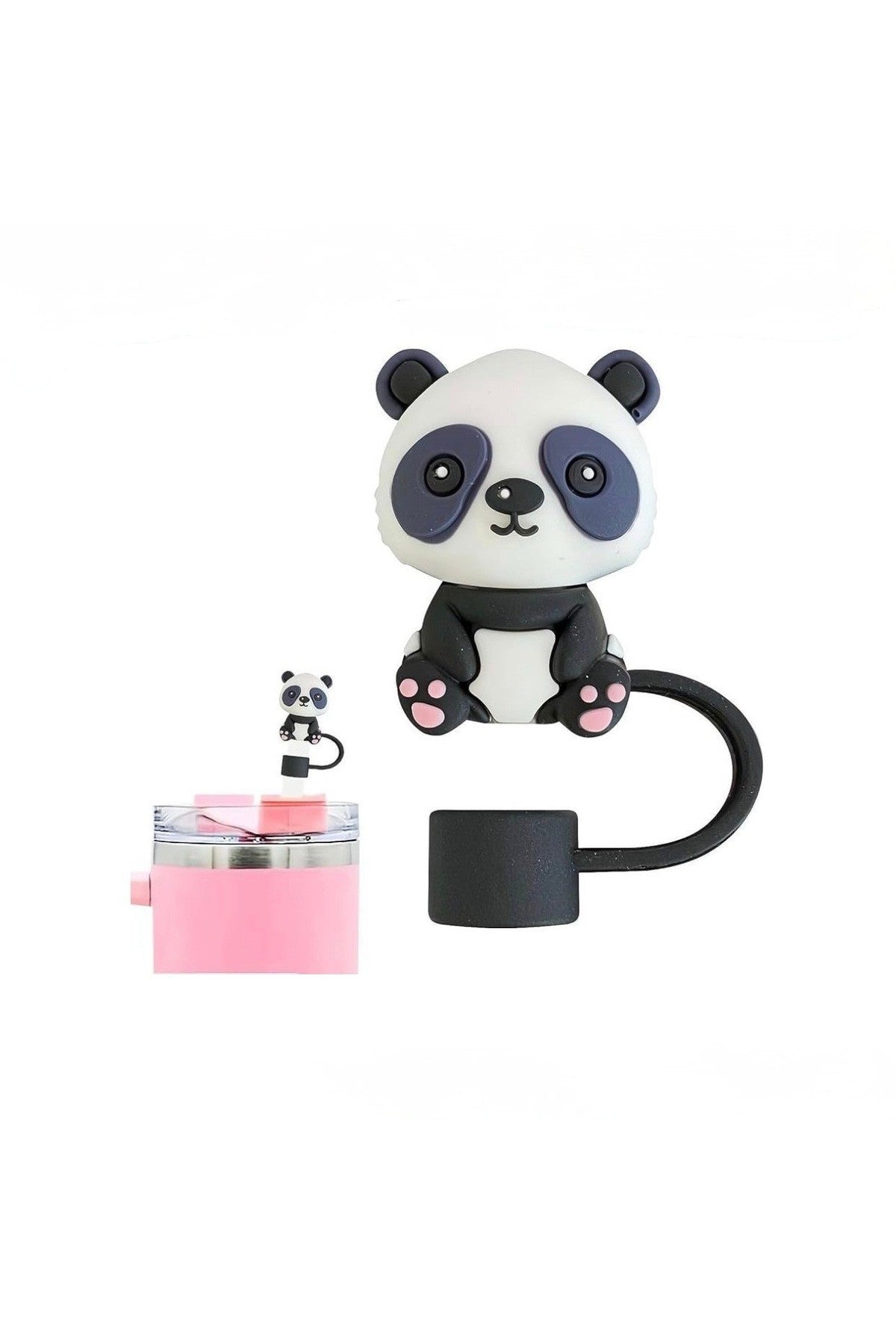 Panda Figürlü 10mm Silikon Pipet Kapağı - Termos Pipet Koruyucu Tıpası ve Başlığı