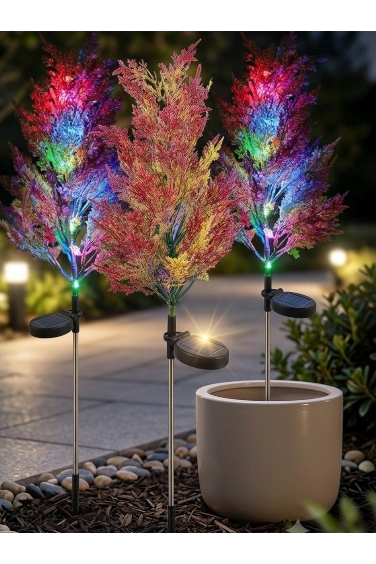 Güneş Enerjili LED Çam Ağacı Bahçe Lambası , Peyzaj Aydınlatması, Su Geçirmez, 80cm