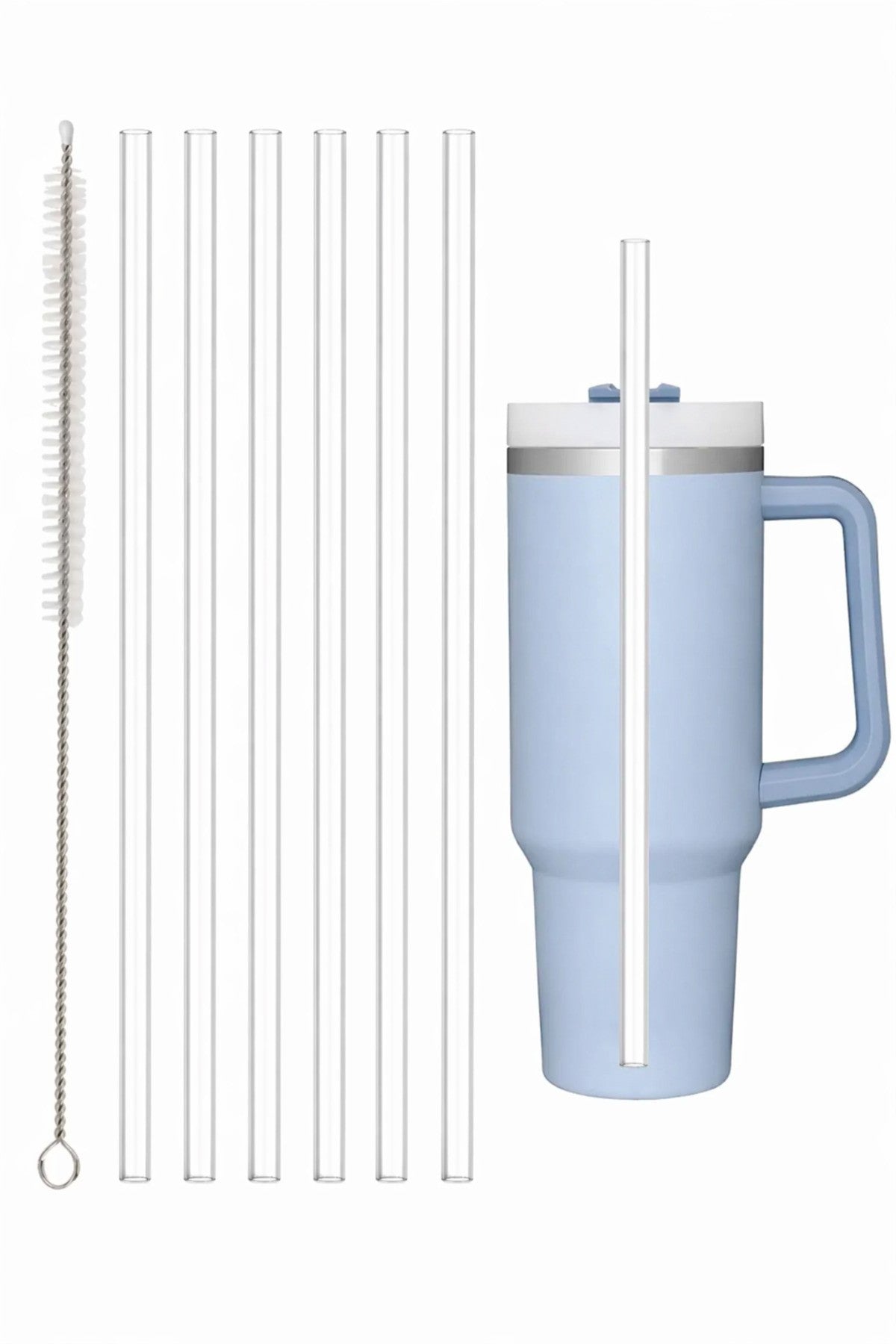 Quencher 1.18 ve 0.88 Uyumlu 6lı Pipet Termos Pipeti– Temizlik Fırçası Hediyeli - Termos Pipeti
