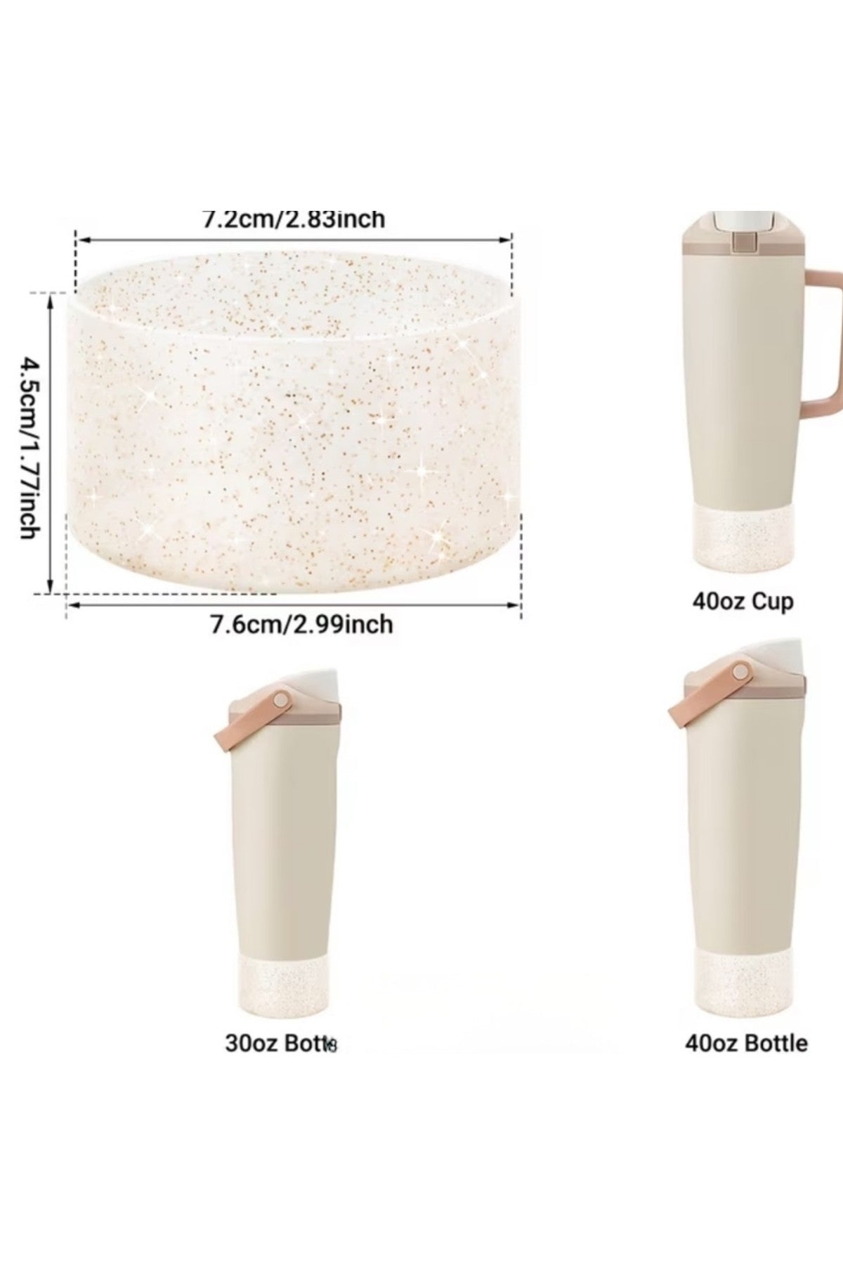 Simli Stenley Quencher Silikon Taban - 30oz & 40oz Tumbler İçin Kaydırmaz ve Çizilmez Koruyucu Kılıf