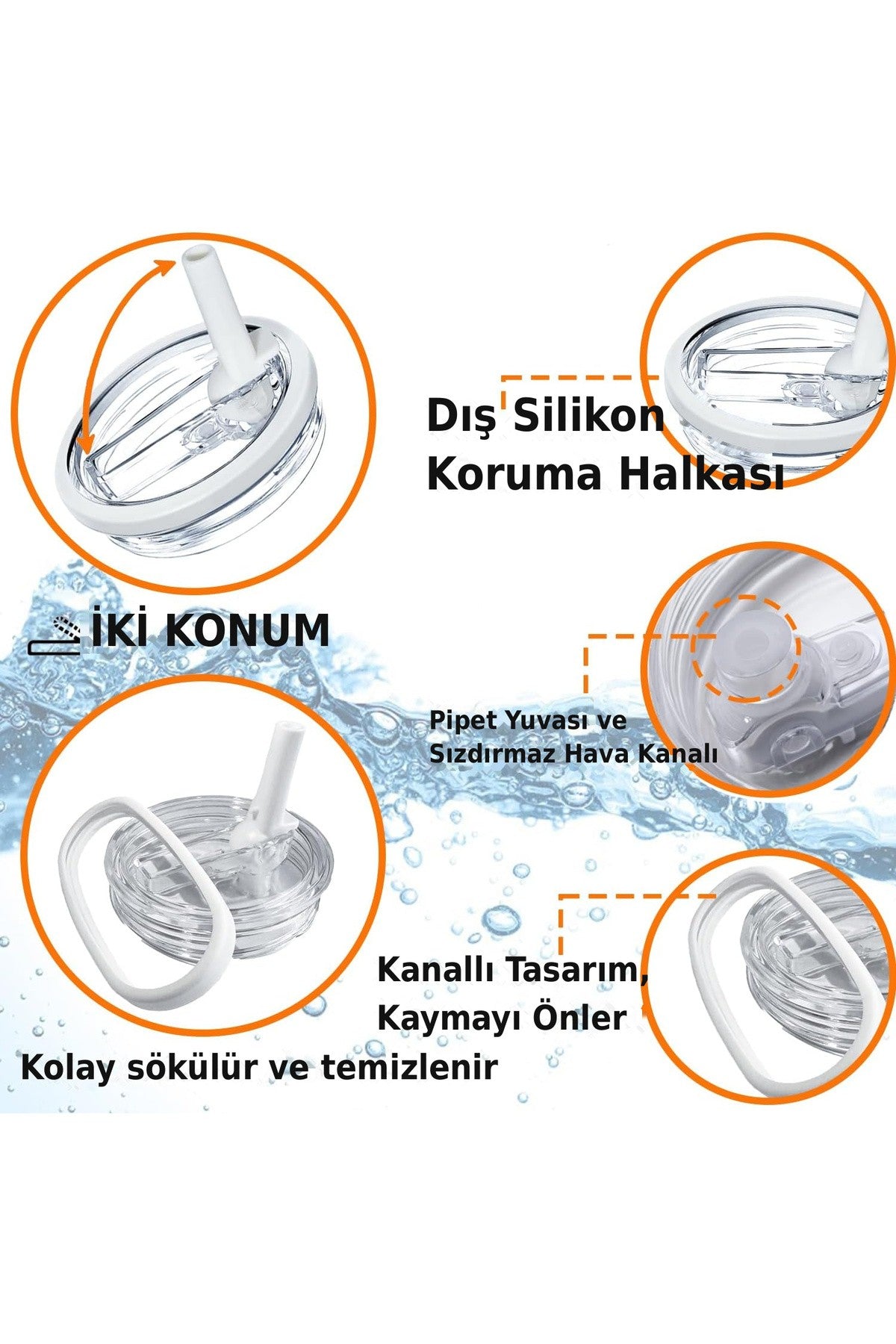 1 Adet Stenley Quencher Uyumlu 40 oz Flip Pipet ve Kapak Sızdırmaz Yedek Bardak Kapağı