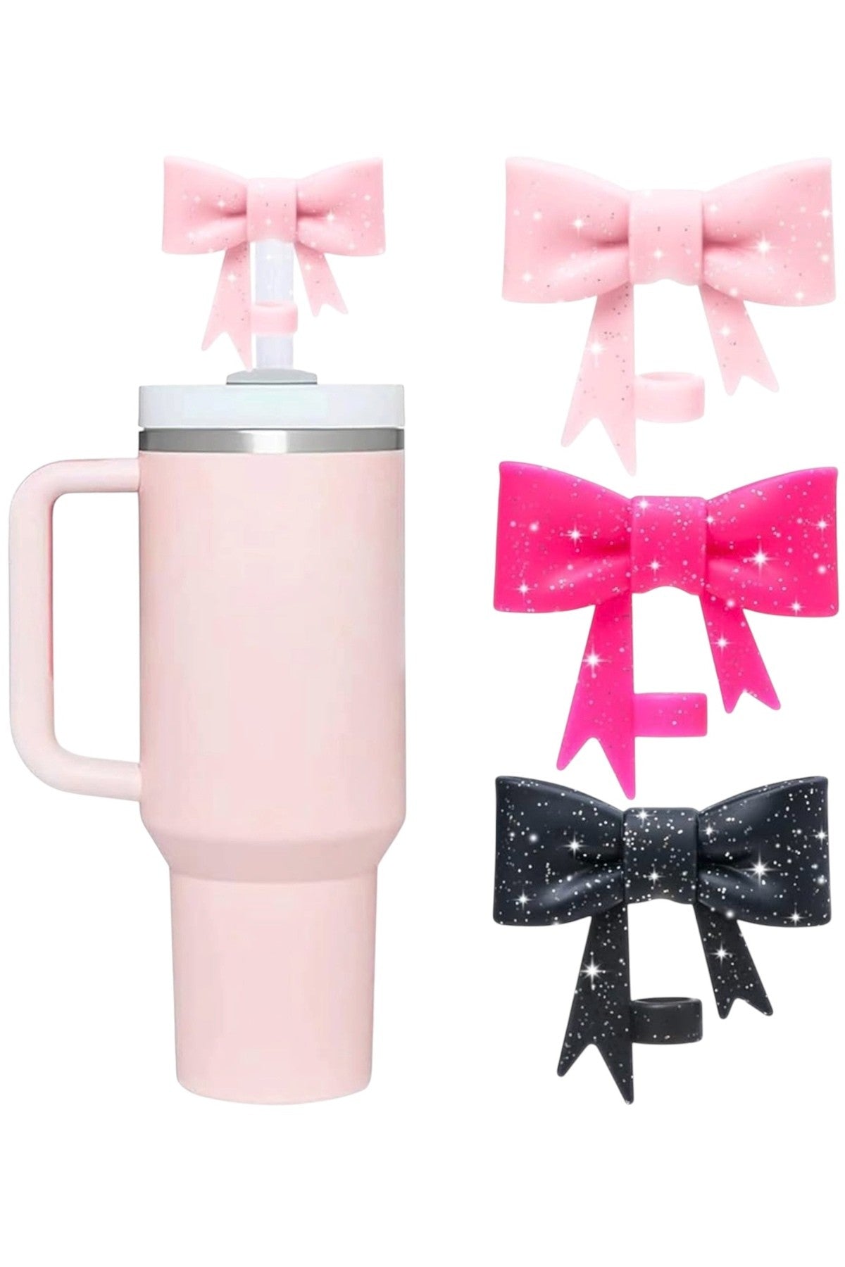 1 Adet Stenley Quencher Uyumlu Simli Koyu Pembe Fiyonk (10MM) Pipet Tıpası