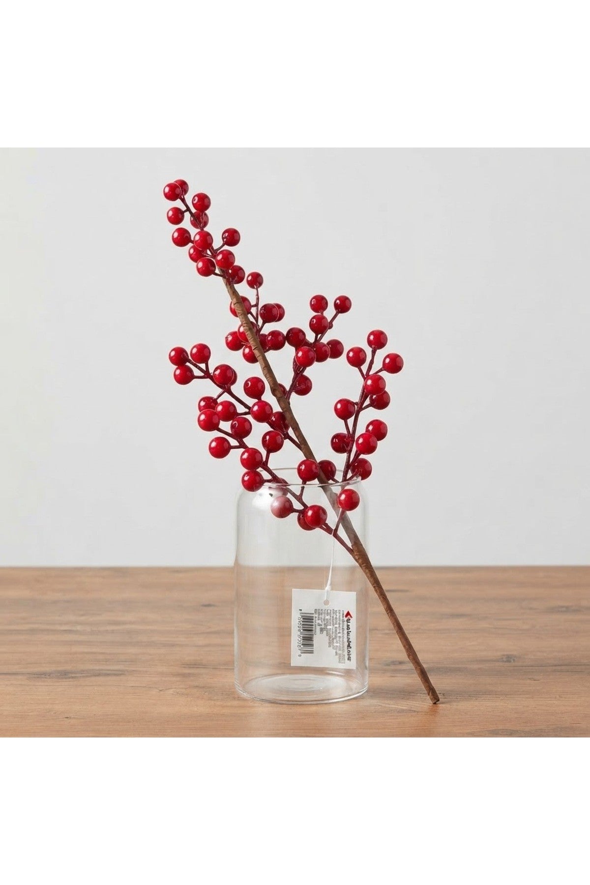 LED Peri Gün Işığı + 2 Adet 50 Cm Yılbaşı Kokina Kırmızı Kiraz Sapları Noel Berry Dalları t115
