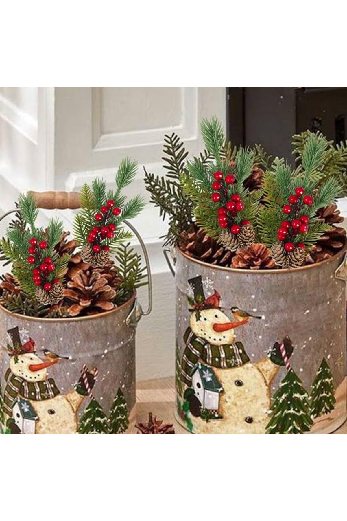 4 Adet 30 cm Çam Kozalaklı Kokina Red Berry Yılbaşı süsü