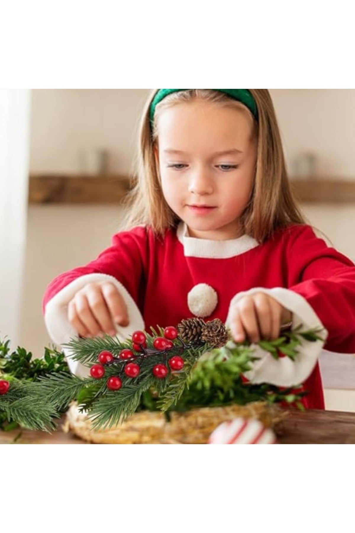 4 Adet 30 cm Çam Kozalaklı Kokina Red Berry Yılbaşı süsü