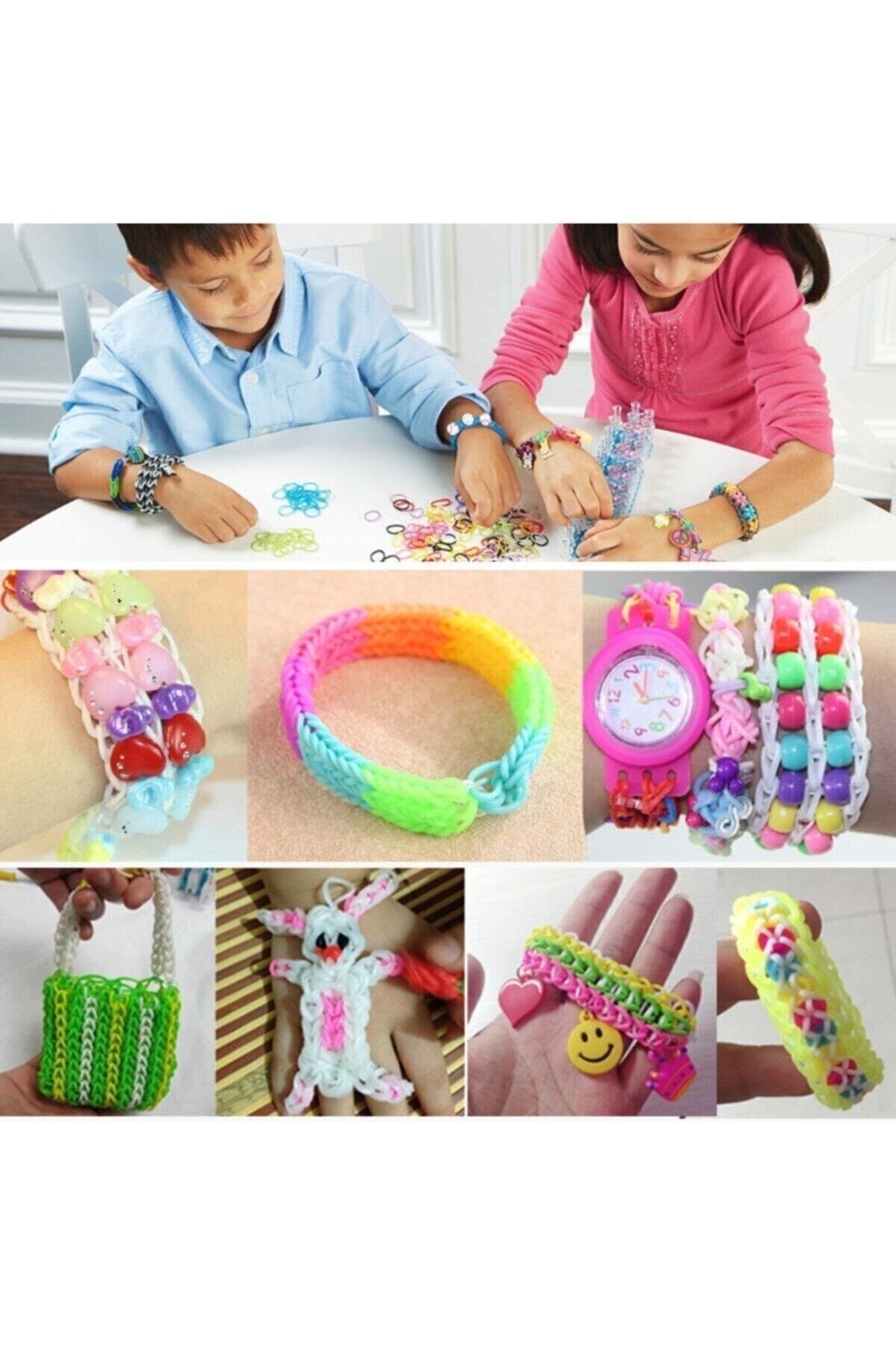 4 Lü Yedek Poşet Bileklik Takı Yapma Seti ve Örgü yapma seti Loom